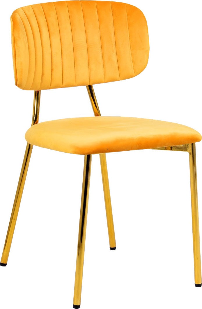 Kayoom Polsterstuhl »Stuhl Giselle 125 2er-Set, pflegeleichter Samtbezug«, (Set), 2 St., mit Armlehnen, goldenes Gestell aus Edelstahl, Samtbezug, Ziernähte
