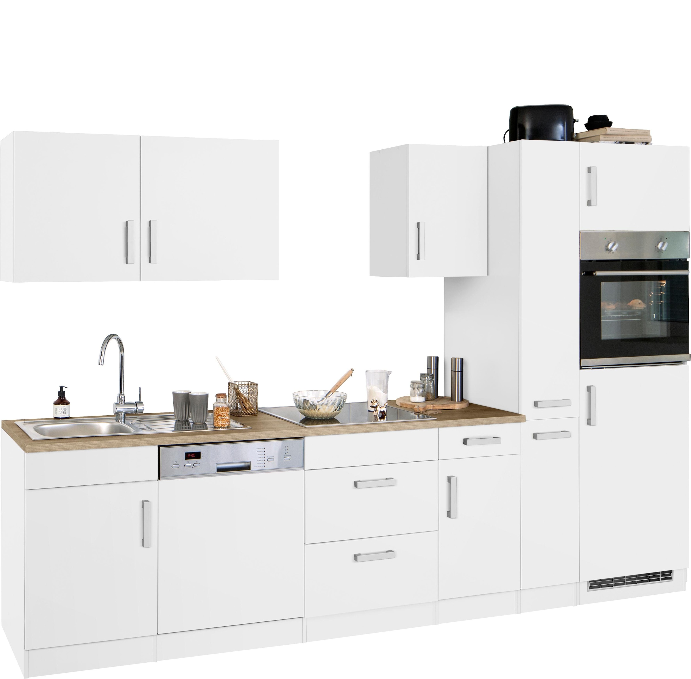 KOCHSTATION Kitchenette »KS-Gera« Largeur 300 cm, avec appareils électriques en option, avec plan de travail