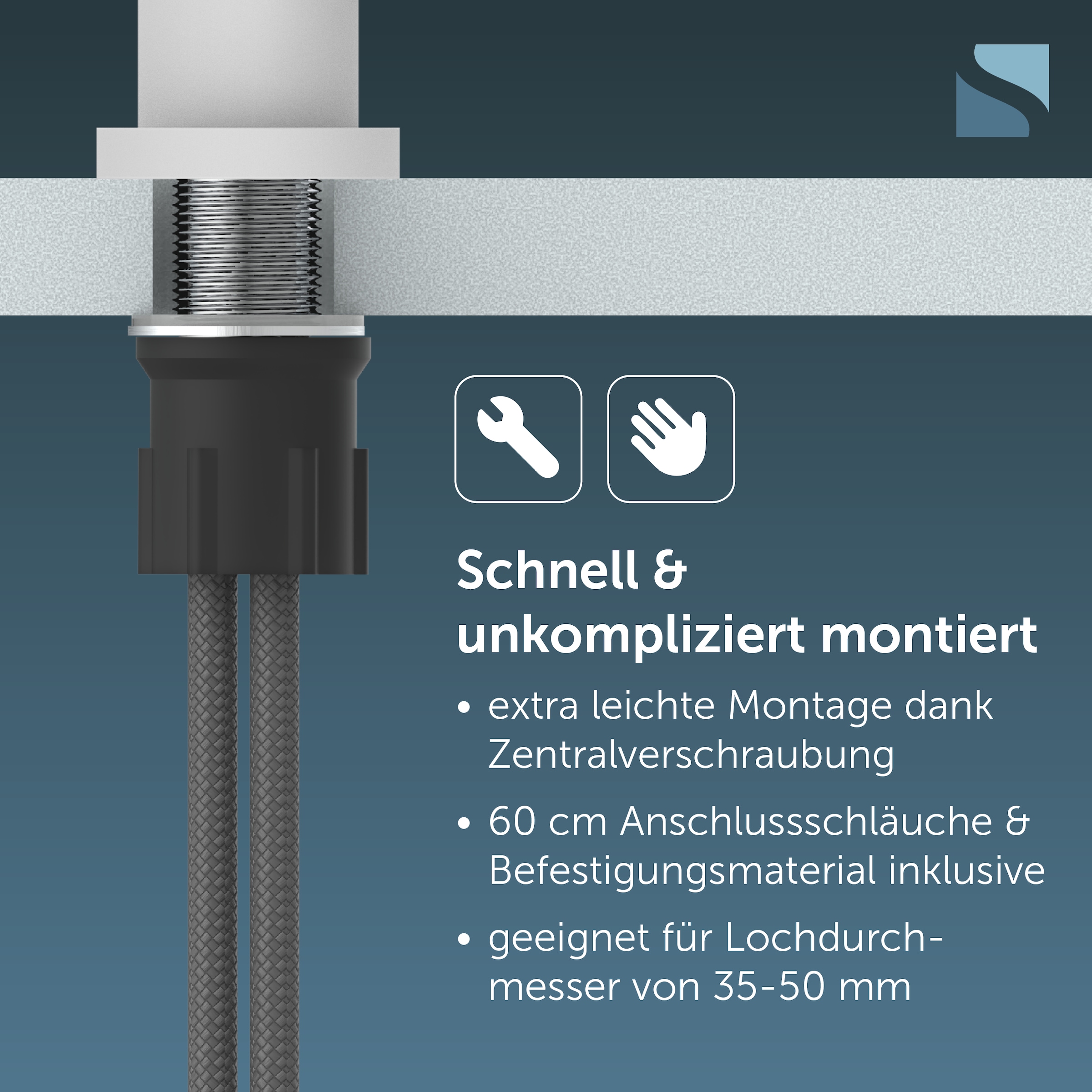 Schütte Spültischarmatur »CORNWALL« Küchenarmatur, rund, Cold-Start, 360° schwenkbar, Marken-Mischdüse