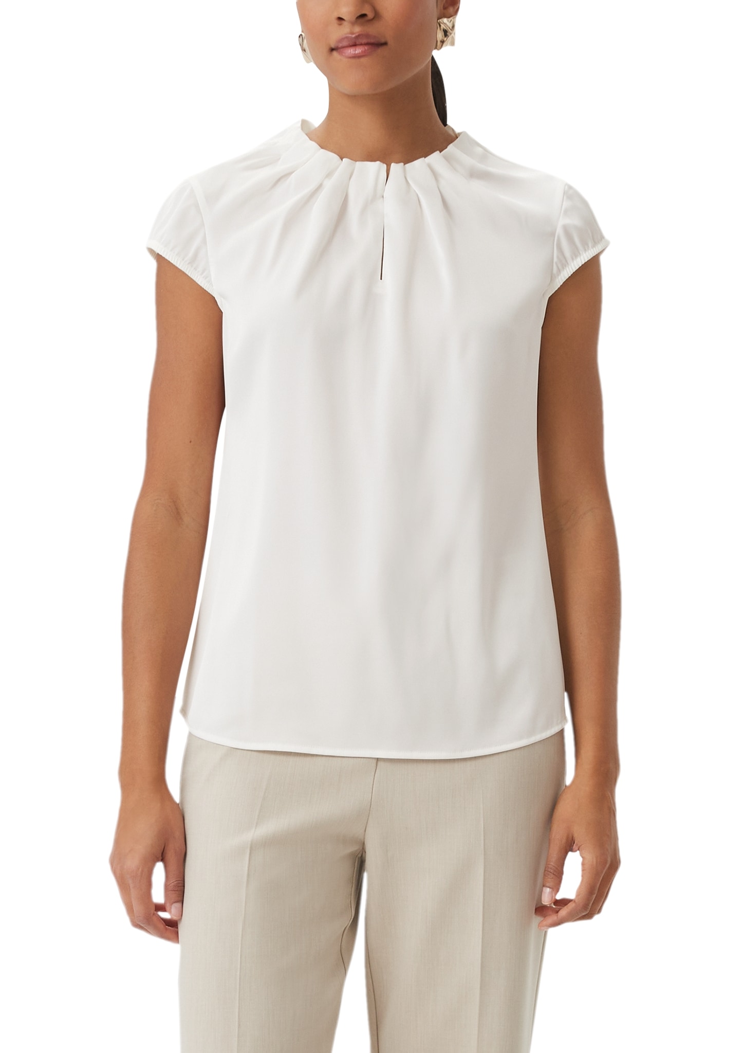 Image of Comma Satinbluse mit Raffung am Hals