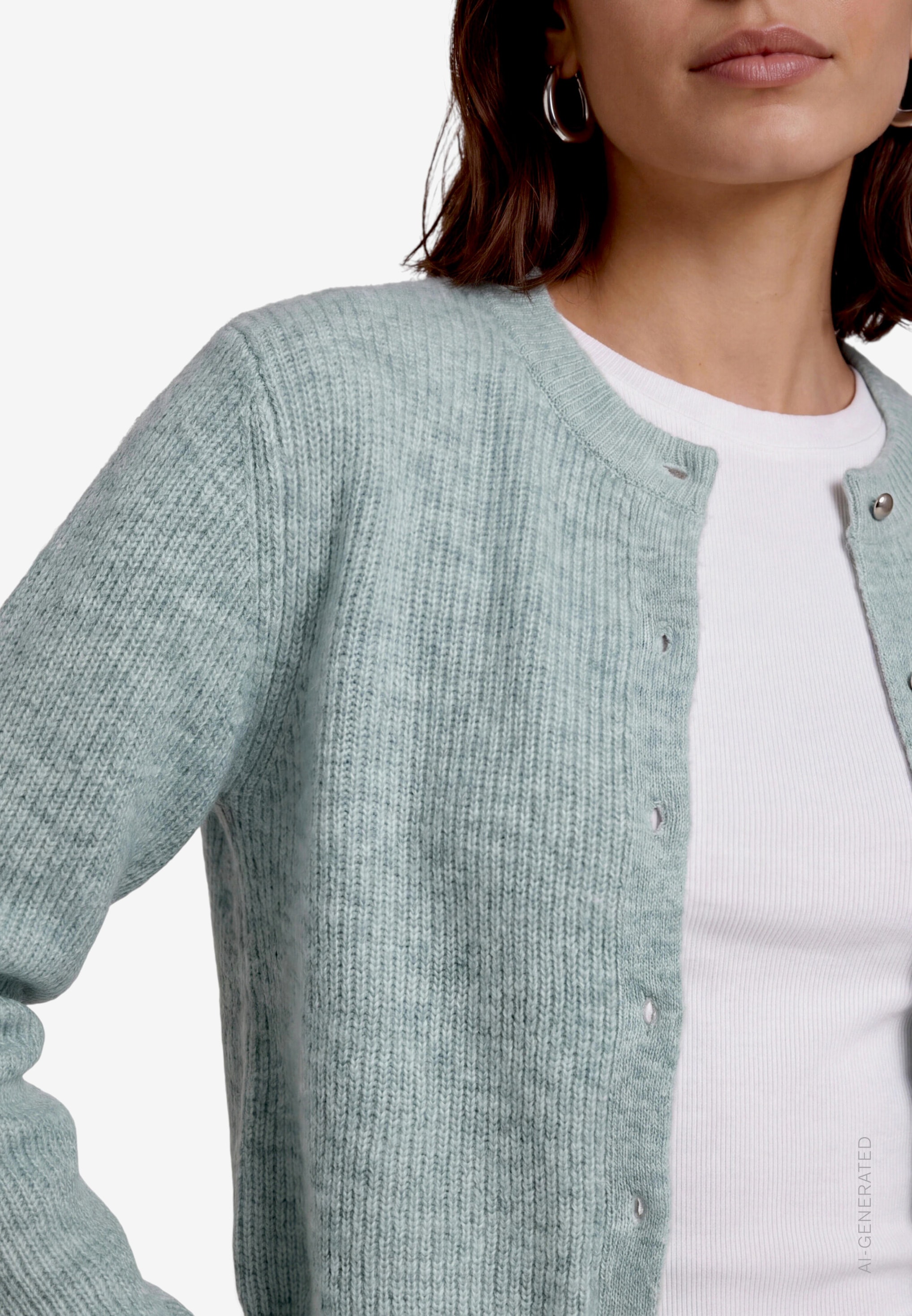 Zero Veste en tricot Cardigan mit Rundhals / Knopfleiste / mit Wolle