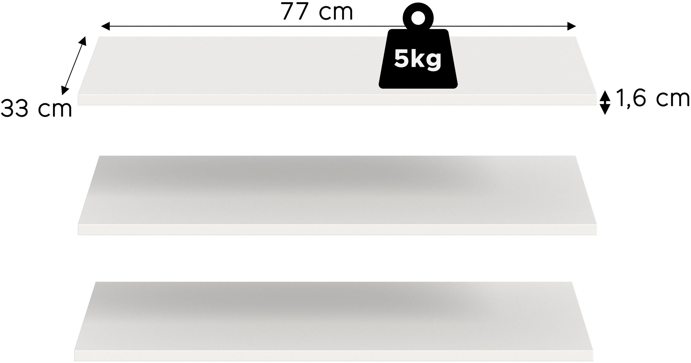 Home affaire Tablette de rangement »3er Set, Breite 77cm« 3 cuis tlg. in verschiedenen Farben erhältlich, Fachböden, Böden, E-Böden,Bodenset