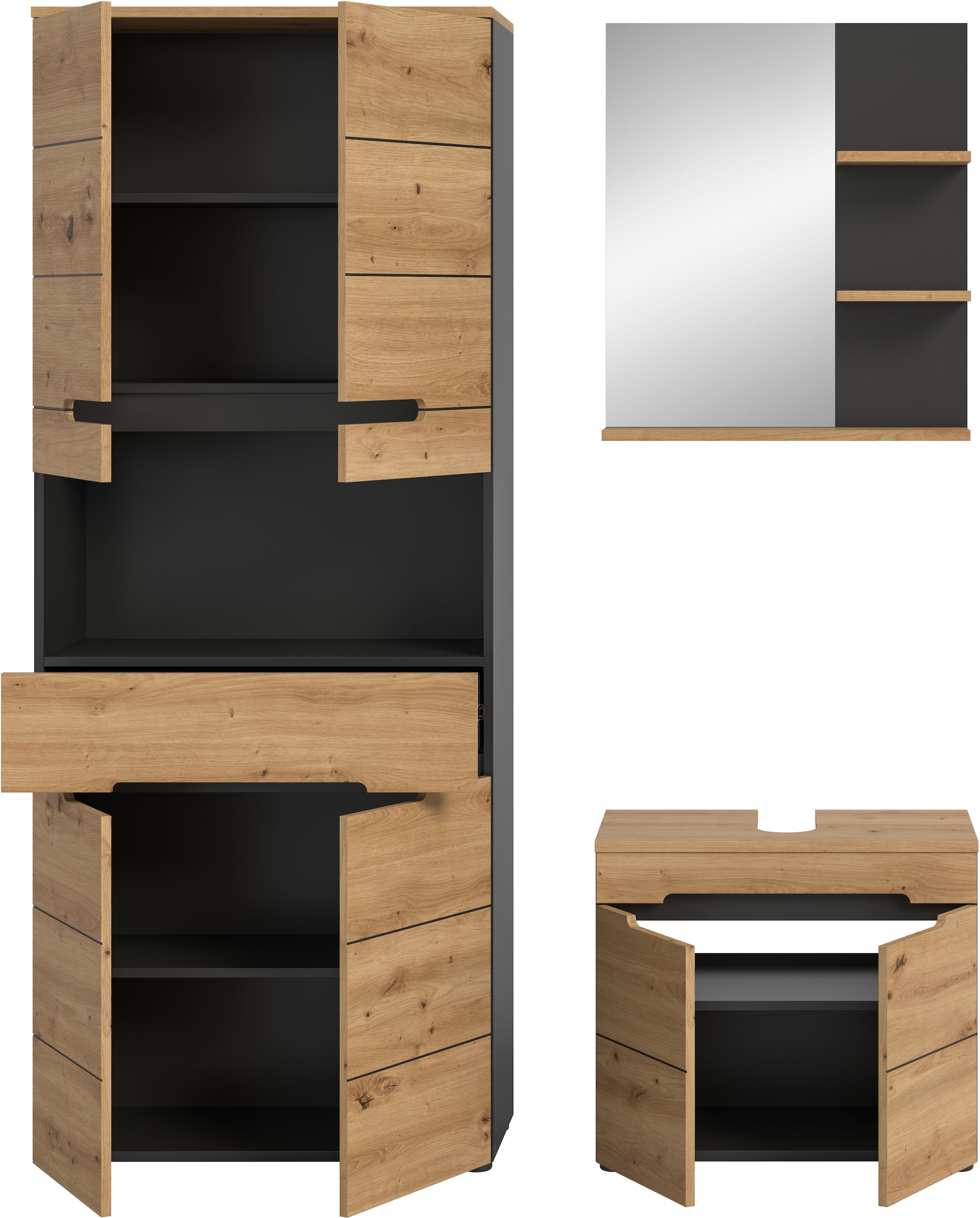 INOSIGN Badmöbel-Set »REHAT, 3-teilig, Breite 154 cm, mit grifflosen Fronten, bestehend aus:« 3 Stk. tlg.