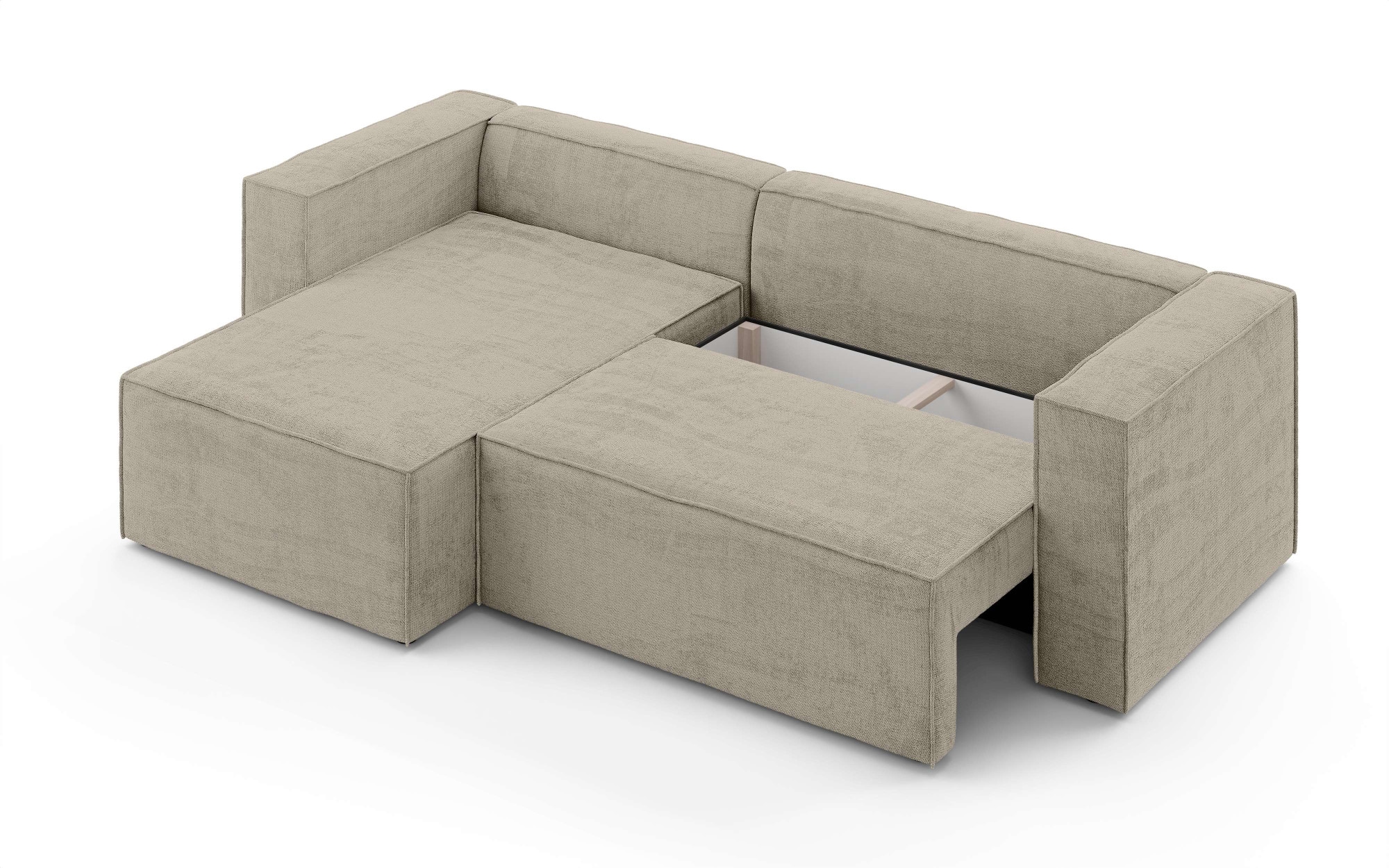 INOSIGN Ecksofa »LINCOLNVILLE mit Bettfunktion und Bettkasten, Masse B/H/T 244/76/150 cm«, L-Form mit Wellenunterfederung, Recamiere beidseitig montierbar