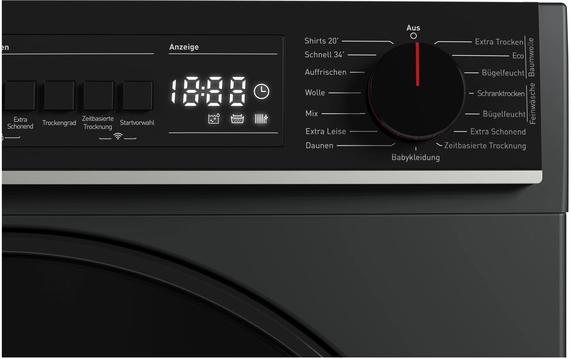 Sharp Waschtrockner »KD-WNHB0S9GAC« 64 dB(A) 10kg / +WIFI / EEK C / 2 Tasten / XXL-Tür voll-schwarz / Espresso grey