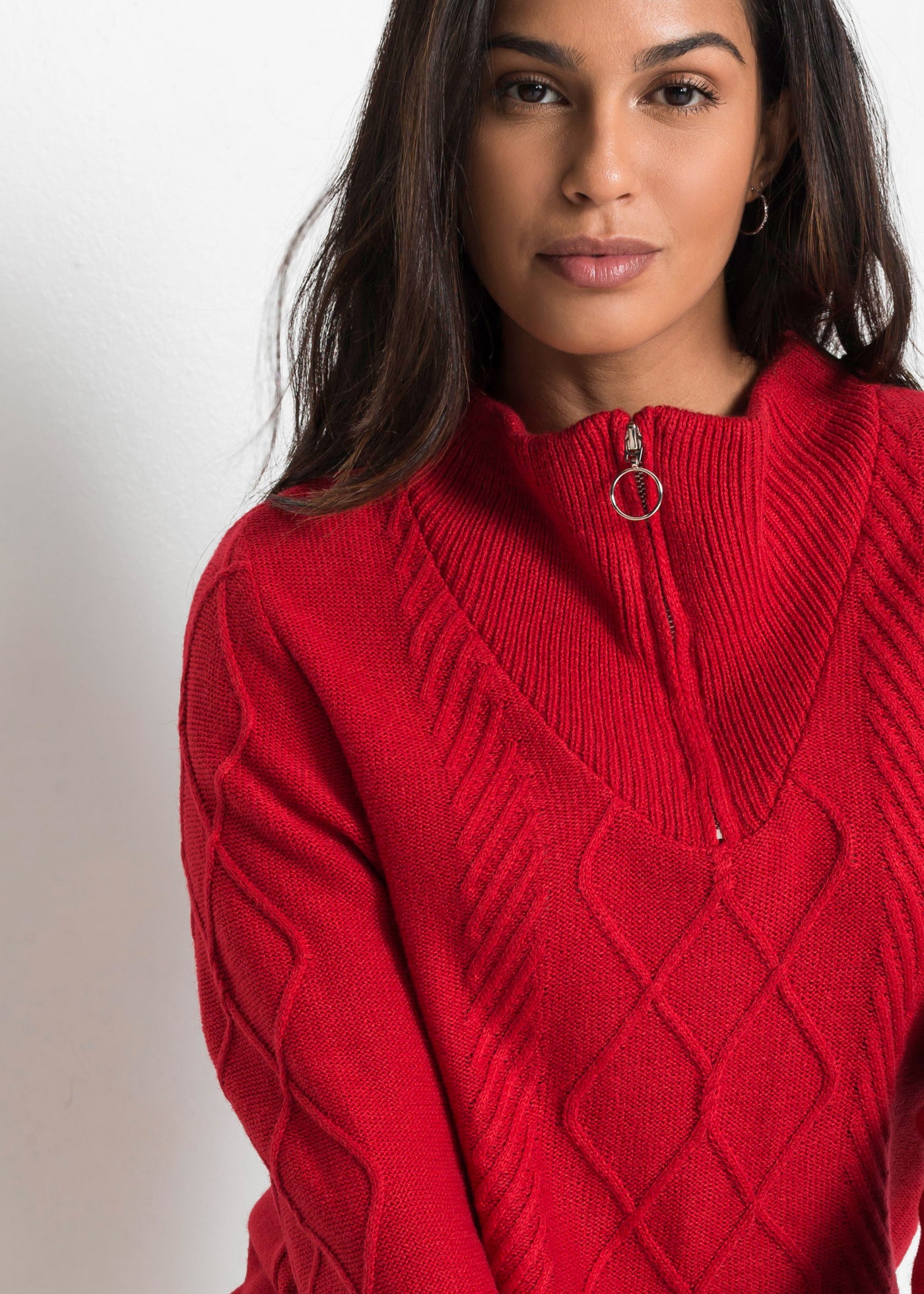 bonprix Troyer aus Polyacryl, mit Reissverschluss, überschnittene Schulter