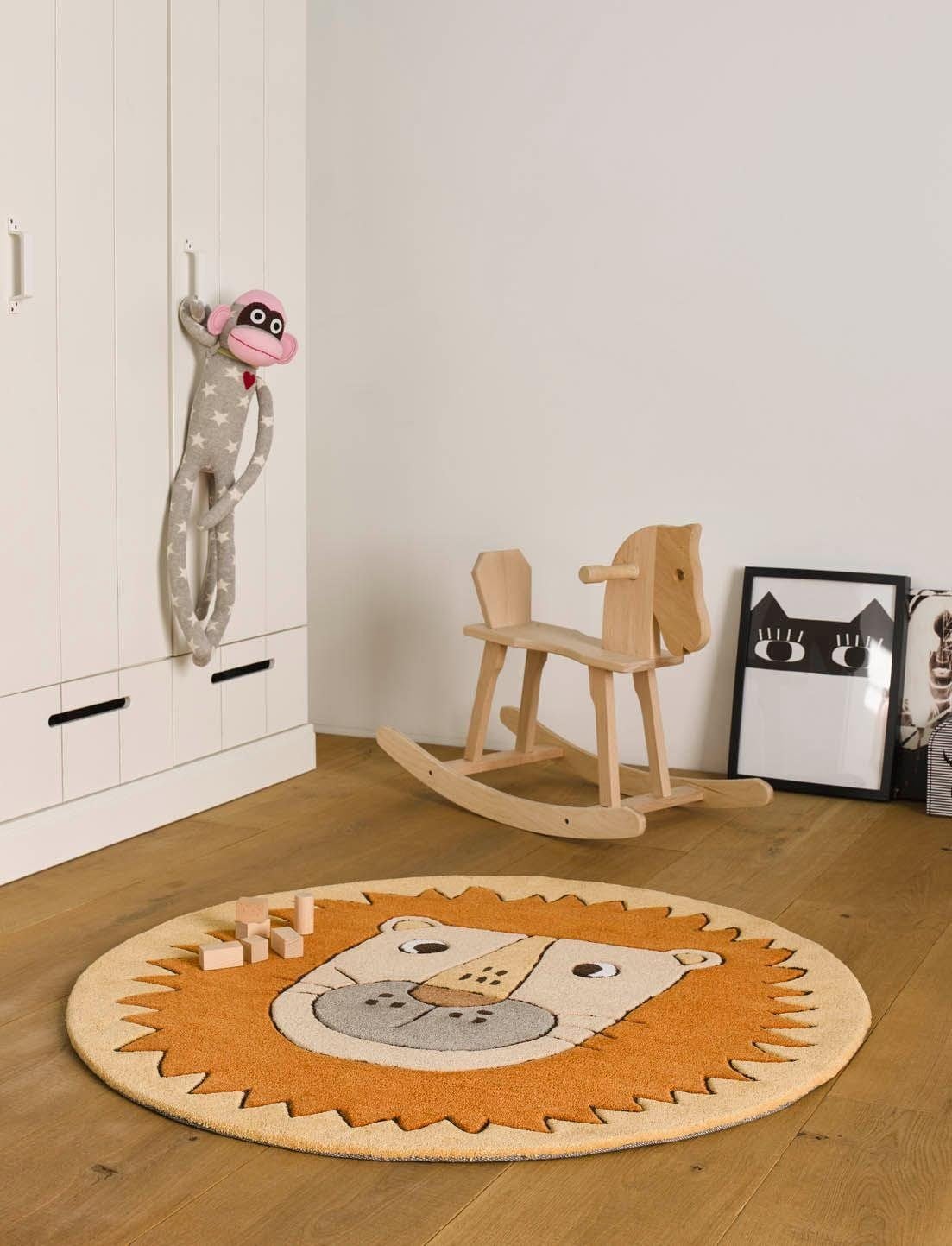 SMART KIDS Kinderteppich »Linus«, rund, 9 mm Höhe, Löwe Tiermotiv, Konturenschnitt