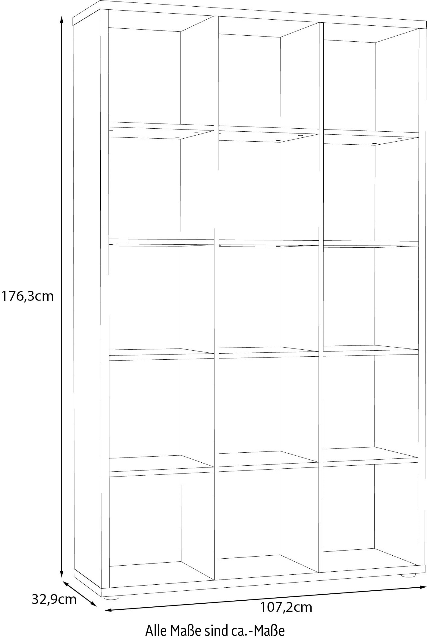 FORTE Standregal »Mauro, Raumteiler, sorgt für Stil und Ordnung« B/H/T ca: 107/176/ 32cm,  5 Fächer, Jedes Fach ist bis zu 5 kg belastbar, Fachgrösse 33x33cm