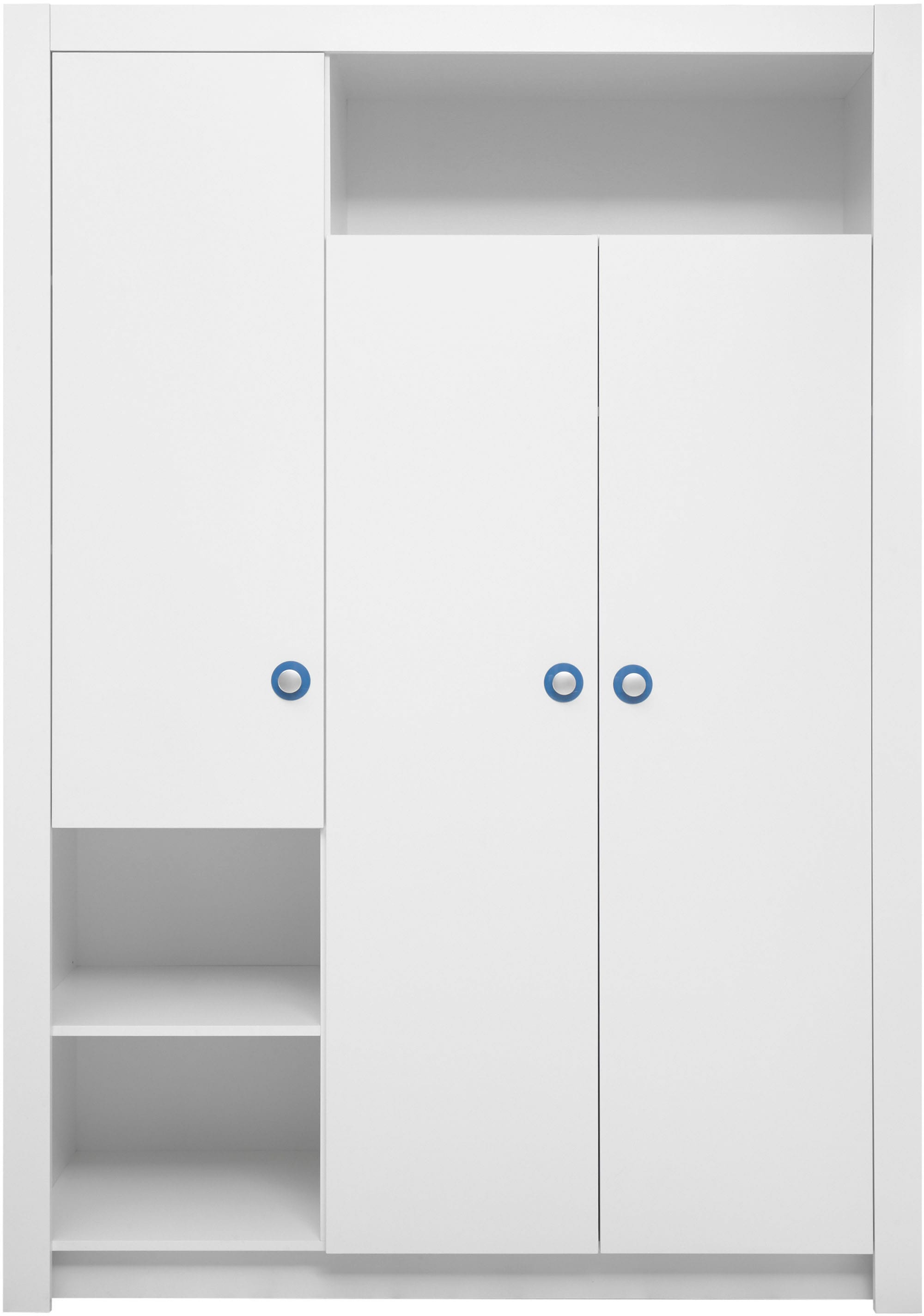 Begabino Armoire à portes battantes »Paula Kinderzimmerschrank Kleiderschrank« armoire blanche 3 portes, avec étagères ouvertes
