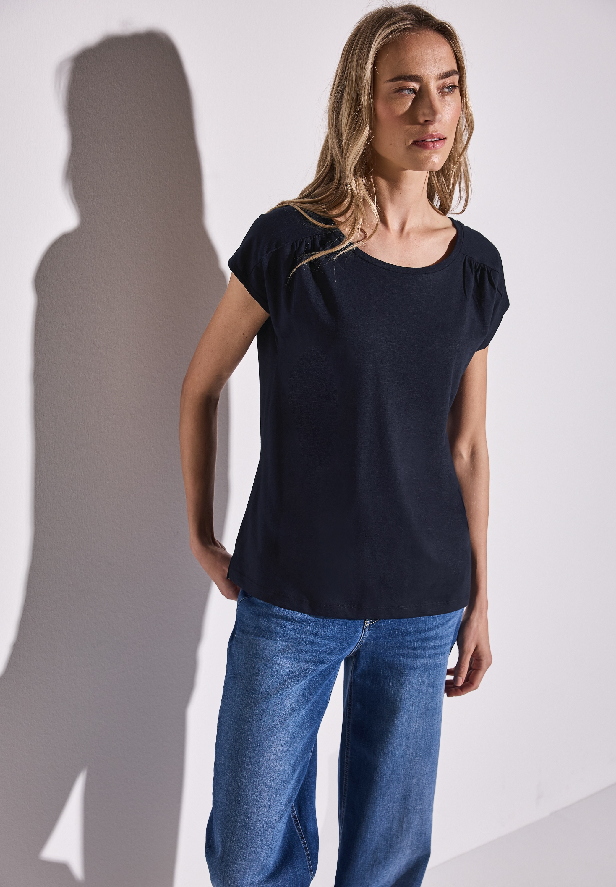 STREET ONE Shirttop, mit Raffung an der Schulter