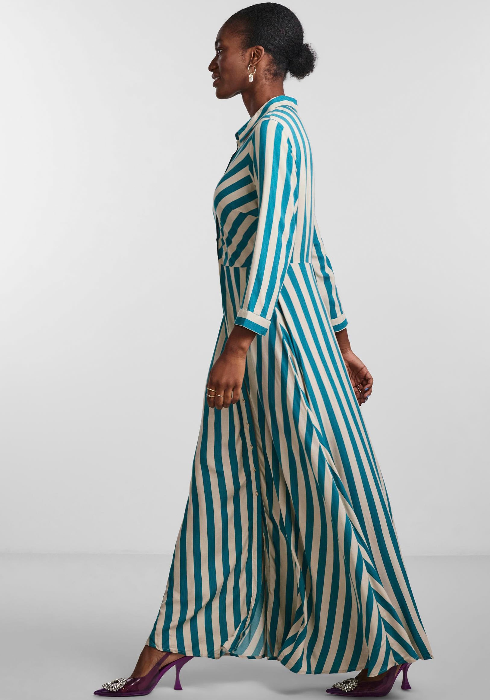 ♕ Y.A.S Hemdblusenkleid »YASSAVANNA LONG SHIRT DRESS«, mit 3/4 Ärmel  versandkostenfrei bestellen