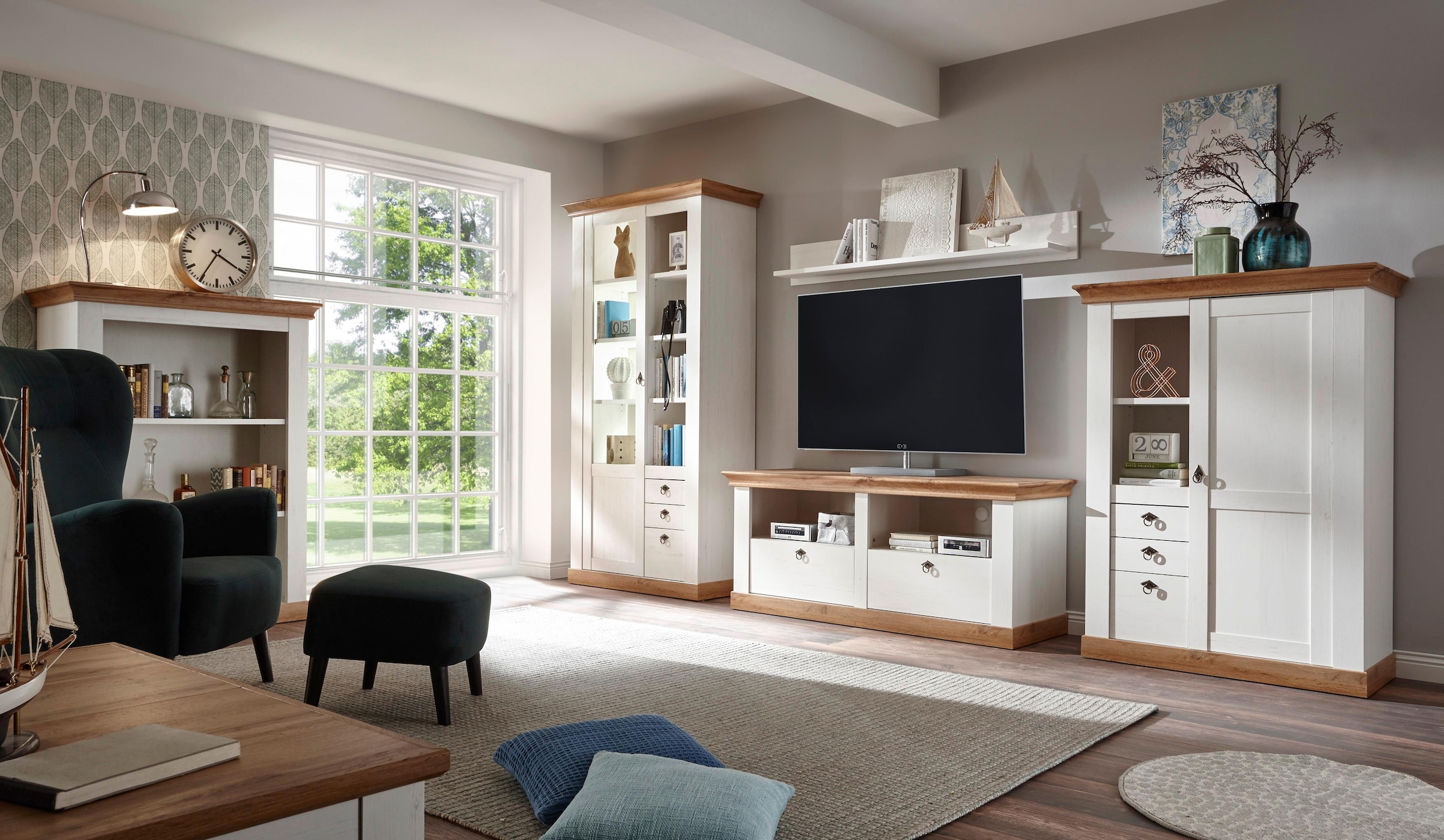 Home affaire Wohnwand »Cremona, Anbauwand im Landhausstil, Komplettset, Wohnzimmer-Set«