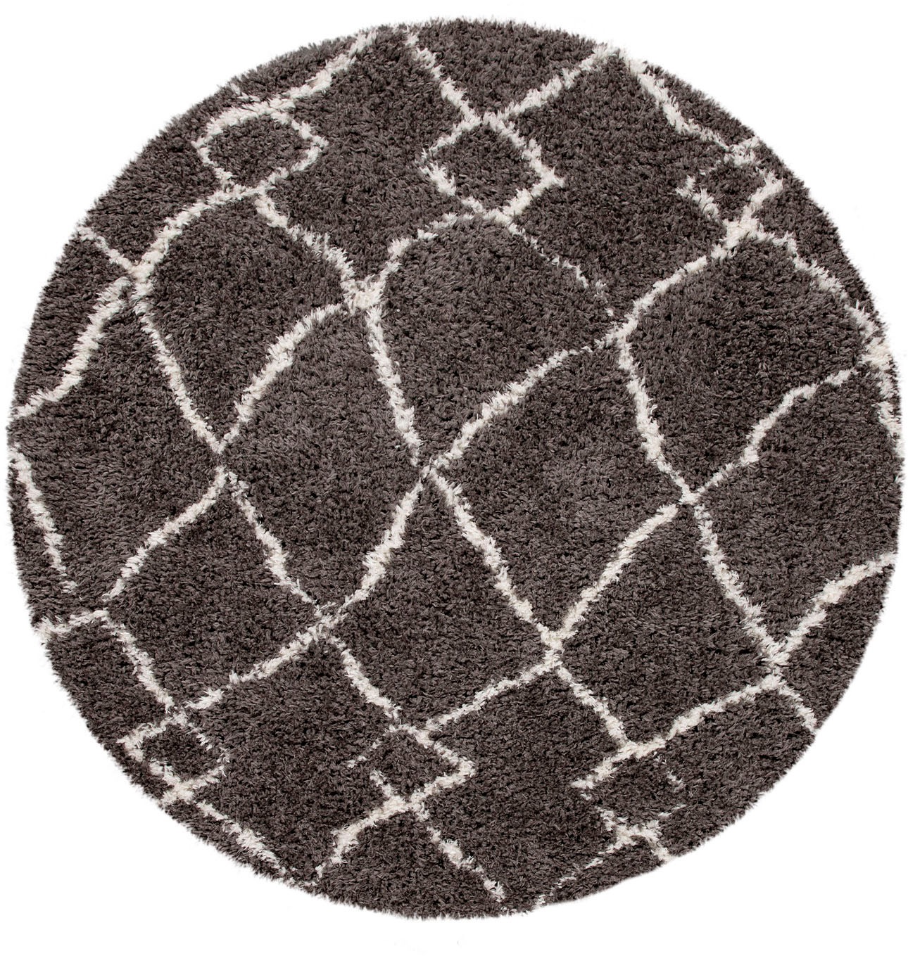 Image of Paco Home Hochflor-Teppich "Orebro 170" rund 44 mm Höhe modernes Rauten Muster, besonders weich & kuschelig