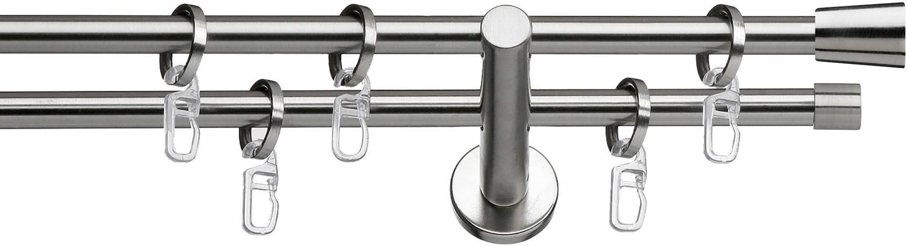 Image of indeko Gardinenstange "Granada" Ø 12 mm 2 läufig-läufig Fixmass Komplett-Set inkl. Ringen und Montagematerial