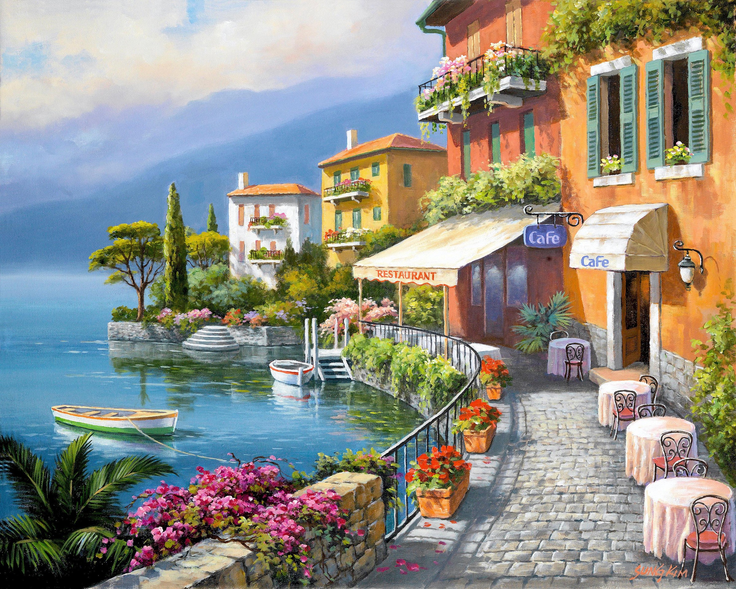 Image of DELAVITA Deco-Panel »SUNG KIM / Küste Bistro Café«, (80/3/60 cm) bei Ackermann Versand Schweiz