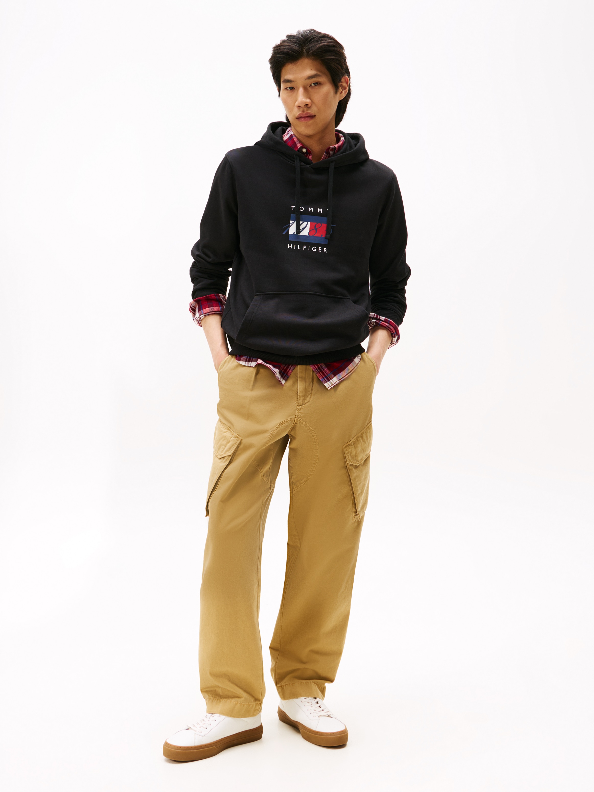 Tommy Hilfiger Sweat à capuche »LINEAR FLAG GRAPHIC« Regular Fit, Hoodie, Kapuze mit Tunnelzug
