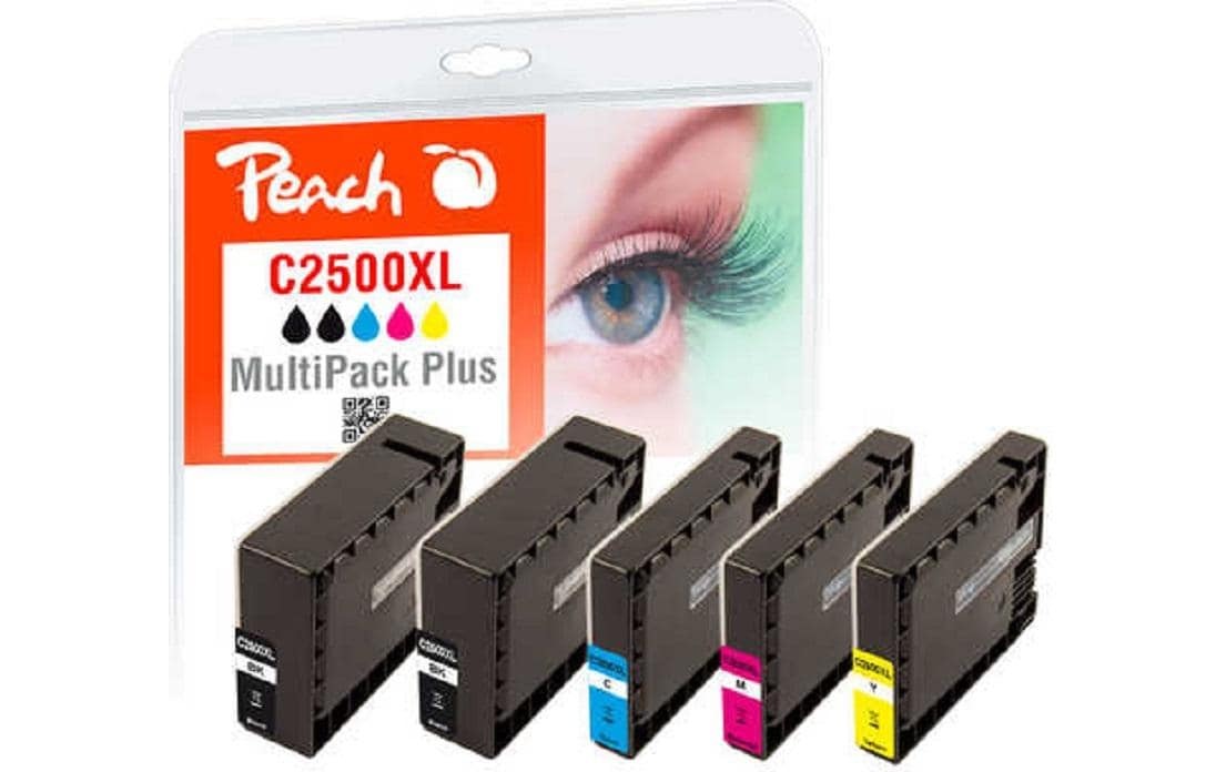 Tintenpatrone »Peach Canon PGI-2500XL 2x BK, C, M, Y«, (5 St.)