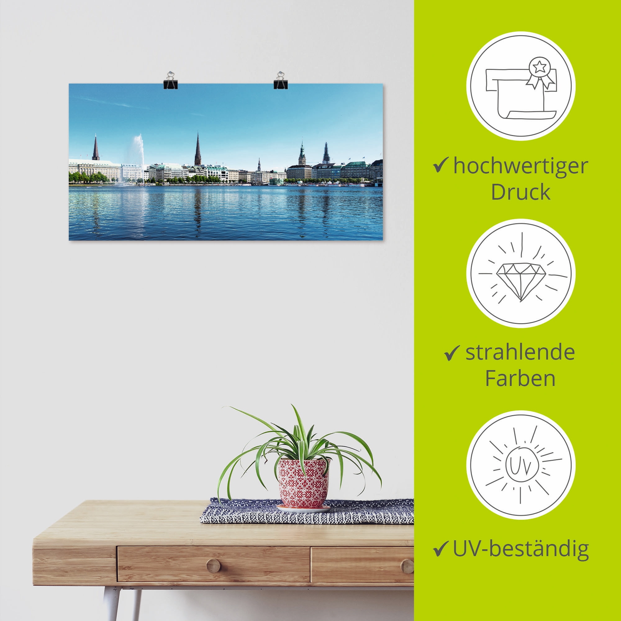 Artland Poster »Hamburg Alsterpanorama« 1 cuis tlg. ohne Rahmen