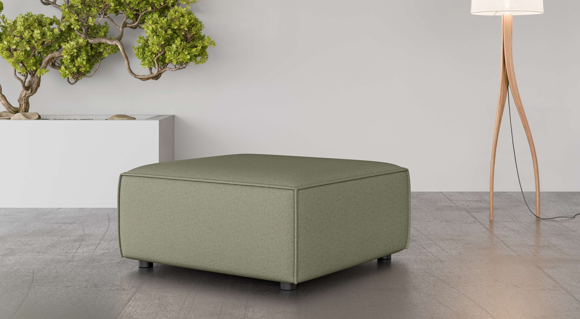 Image of GOODproduct Polsterhocker "Polsterhocker Cavan, Masse B/T/H: 90/90/42 cm" passend zur Serie, mit Wellenunterfederung, auch in Bouclé