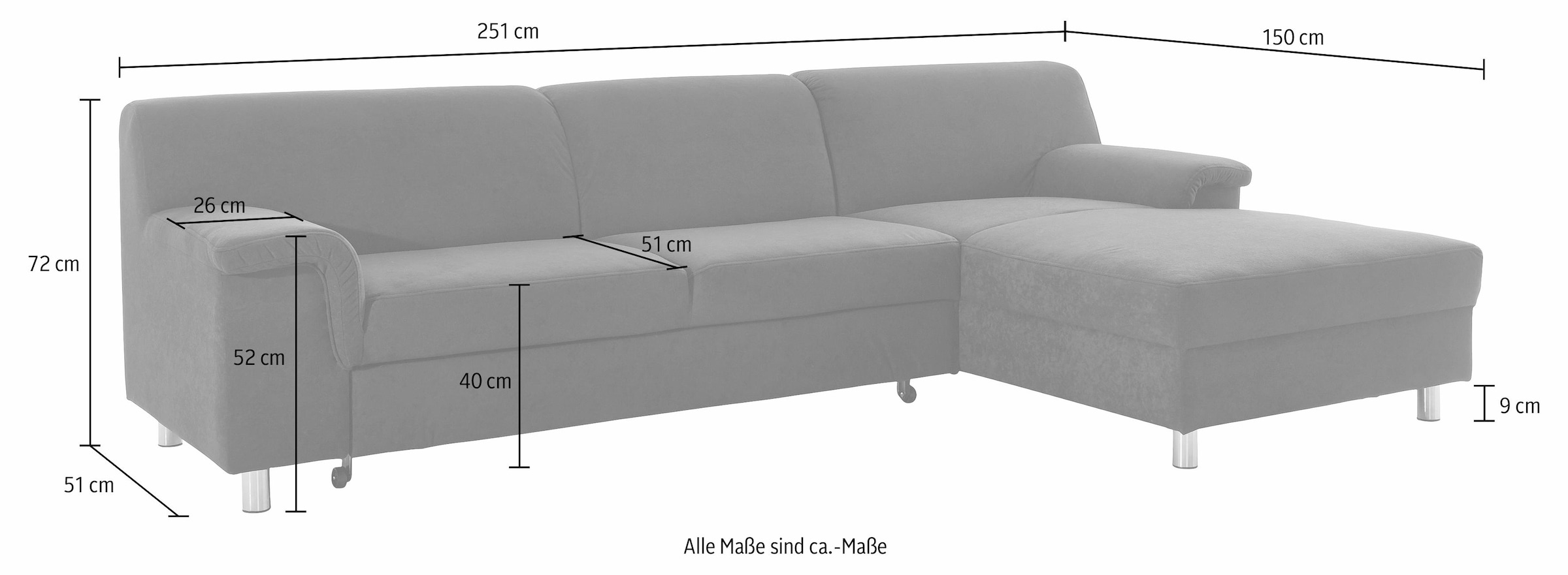 INOSIGN Ecksofa »Jamie, modern und elegant, Fusshöhe 9cm, L-Form,«, wahlweise mit Bettfunktion