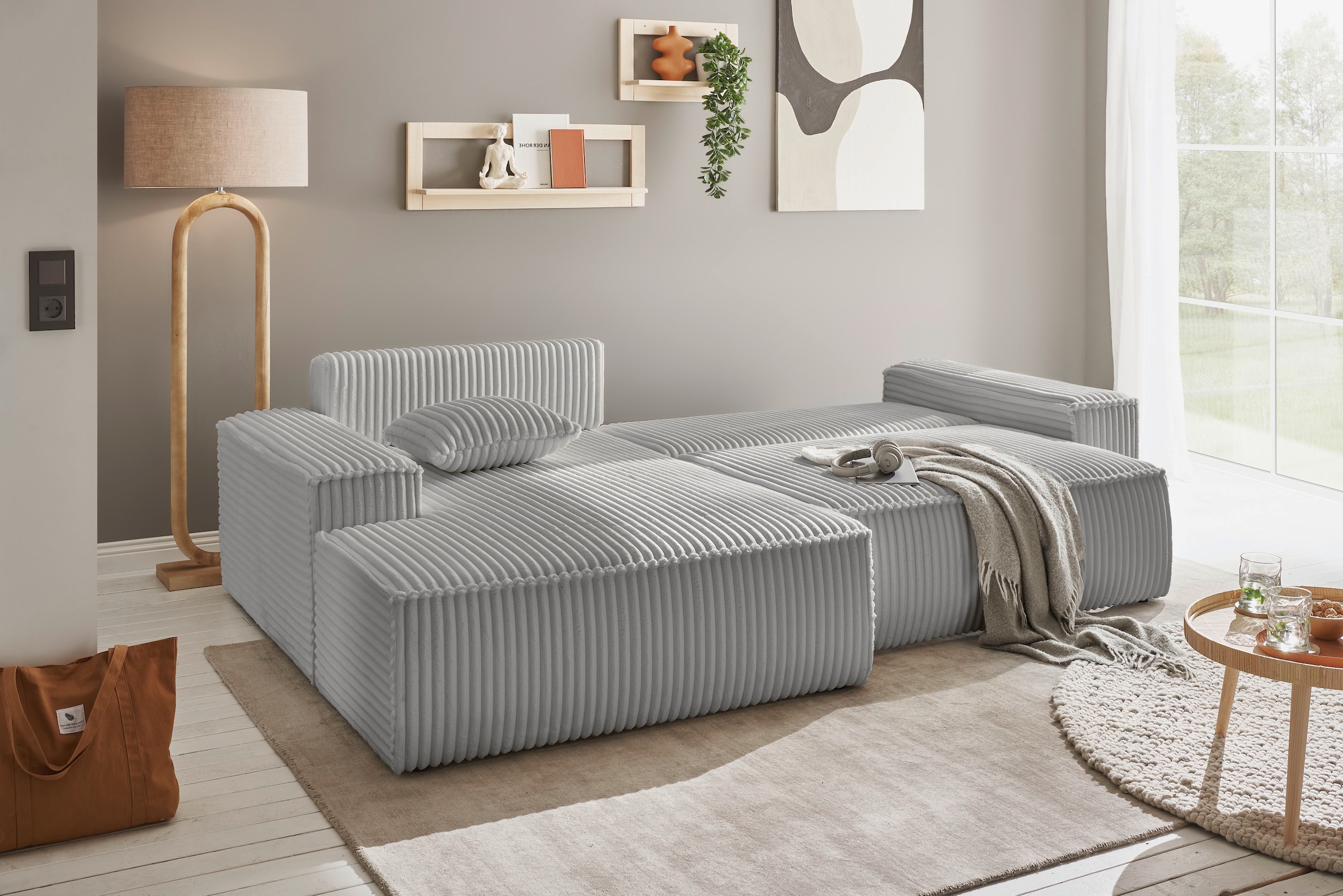 GOODproduct Ecksofa »FINNLEY, Schlafsofa 257 cm - OTTO. Verlässliche Qualität.« verfügbar in den Stoffqualitäten Bouclé, Struktur fein und Mega Cord