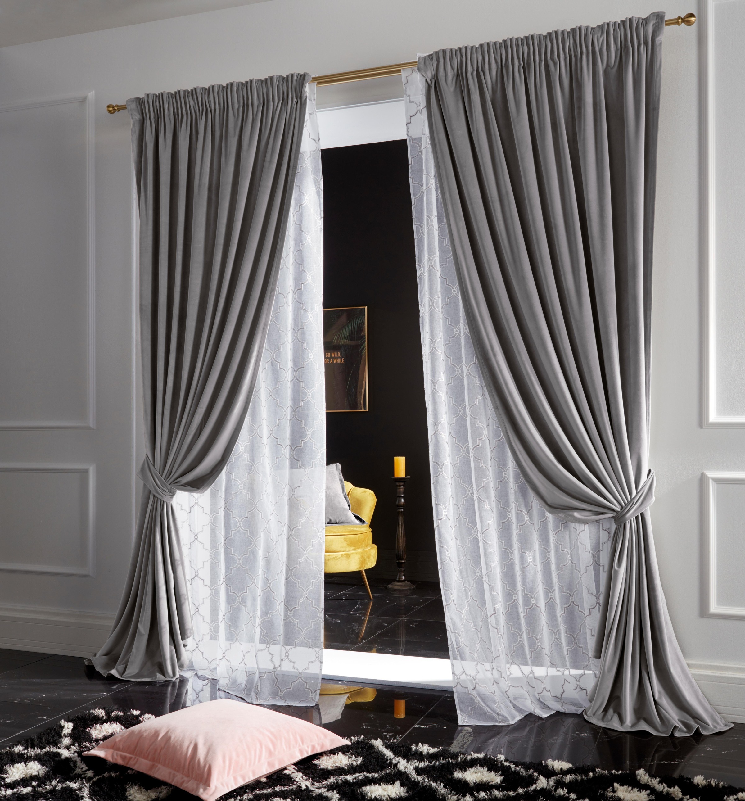 Leonique Vorhang »Velvet-Leonique« Multifunktionsband 1 Stk. tlg. Samt, mit Raffhalter, einfarbig, monochrom, edel, verschiedene Grössen