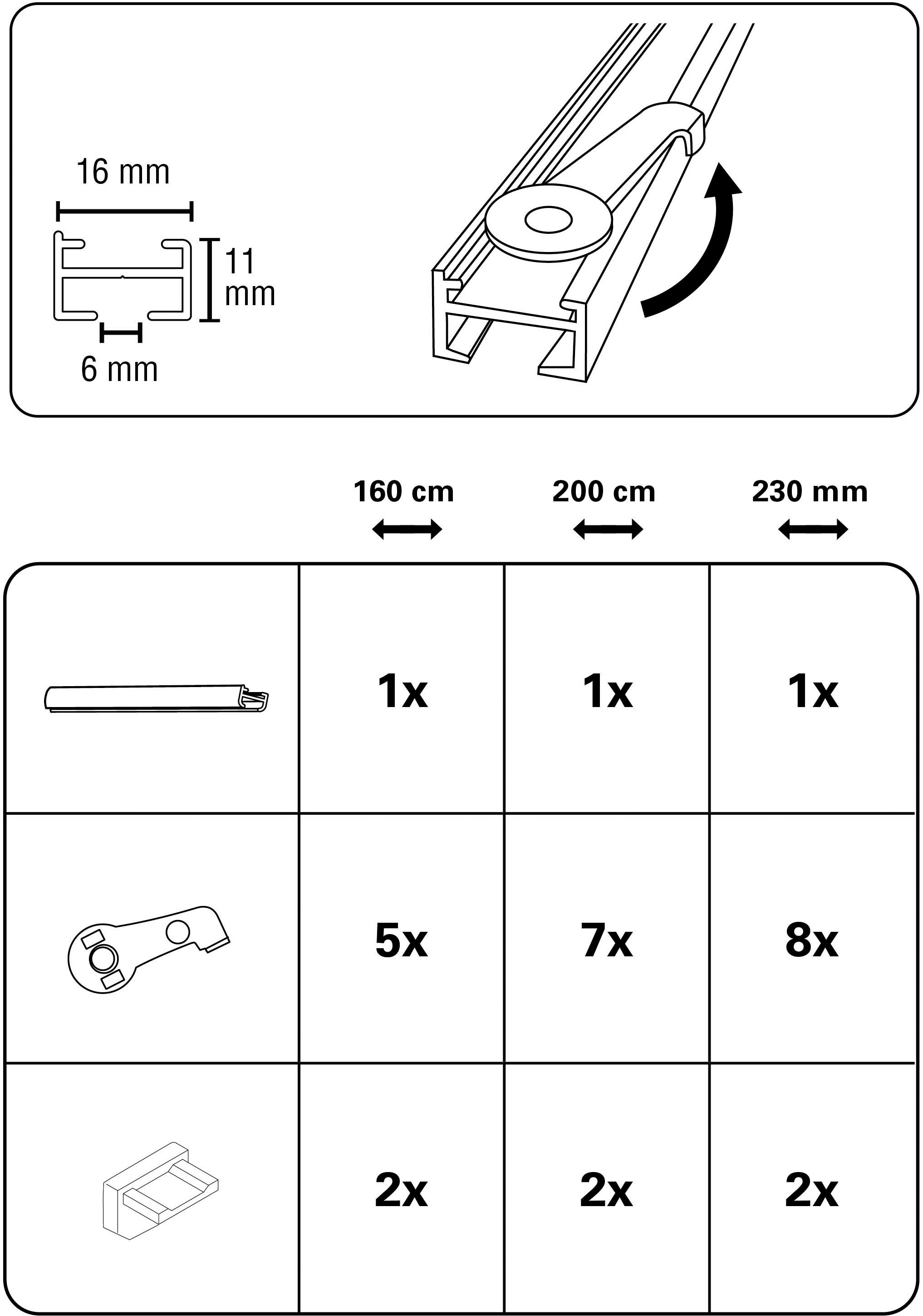 GARDINIA Vorhangschiene »Aluminium-Vorhangschienen Set 1-Lauf Lucy« 1 läufig-läufig mit Bohren, Deckenmontage, Aluminium, Deckenträger aus Kunststoff