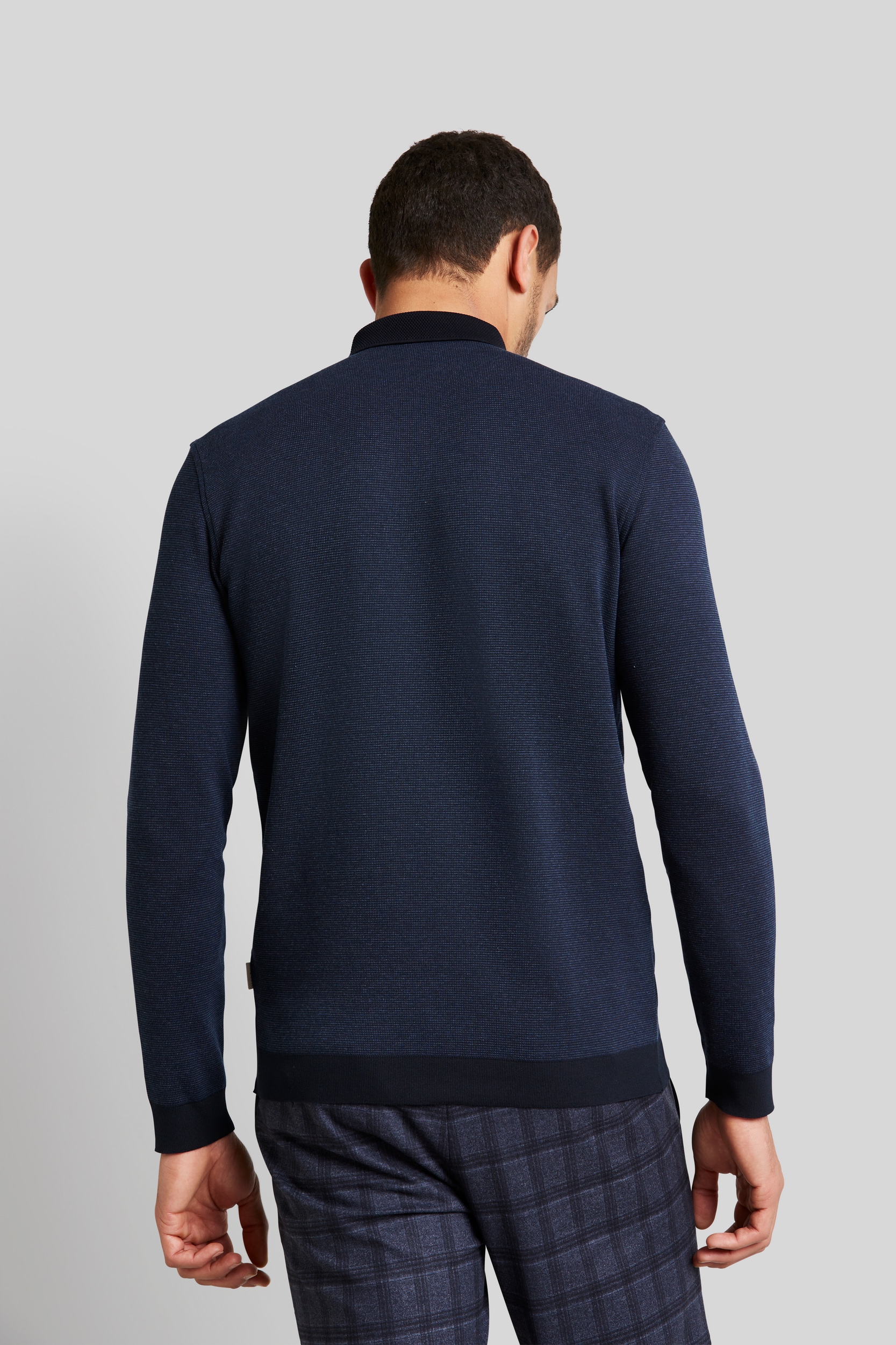 bugatti Langarm-Poloshirt, in 2-tone-Optik