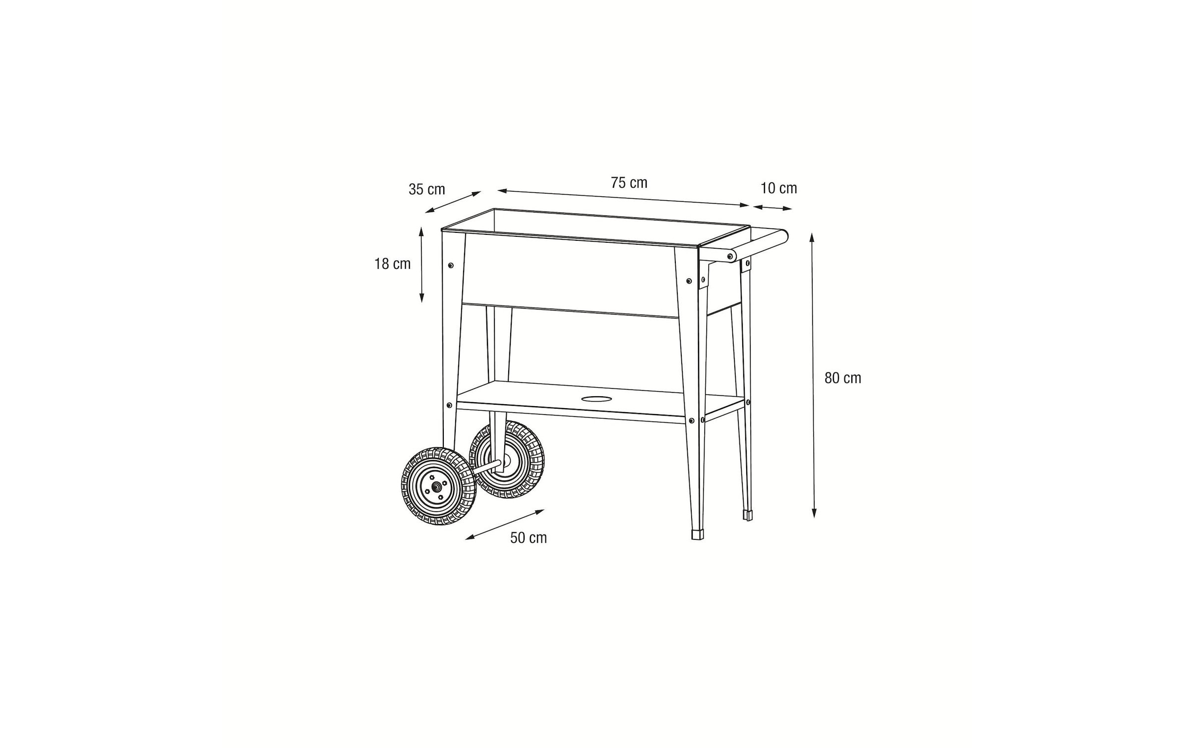 Herstera Garden Hochbeet »Urban Garden Trolley 75x35x80cm«