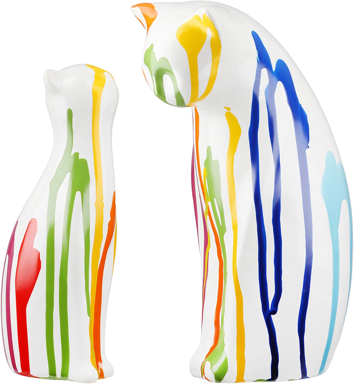 Image of GILDE Skulptur "2tlg. Set Figur Katze Colori weiss" Tierfigur Wohnaccessoire Designkatze jugendliche farbenfrohe Deko