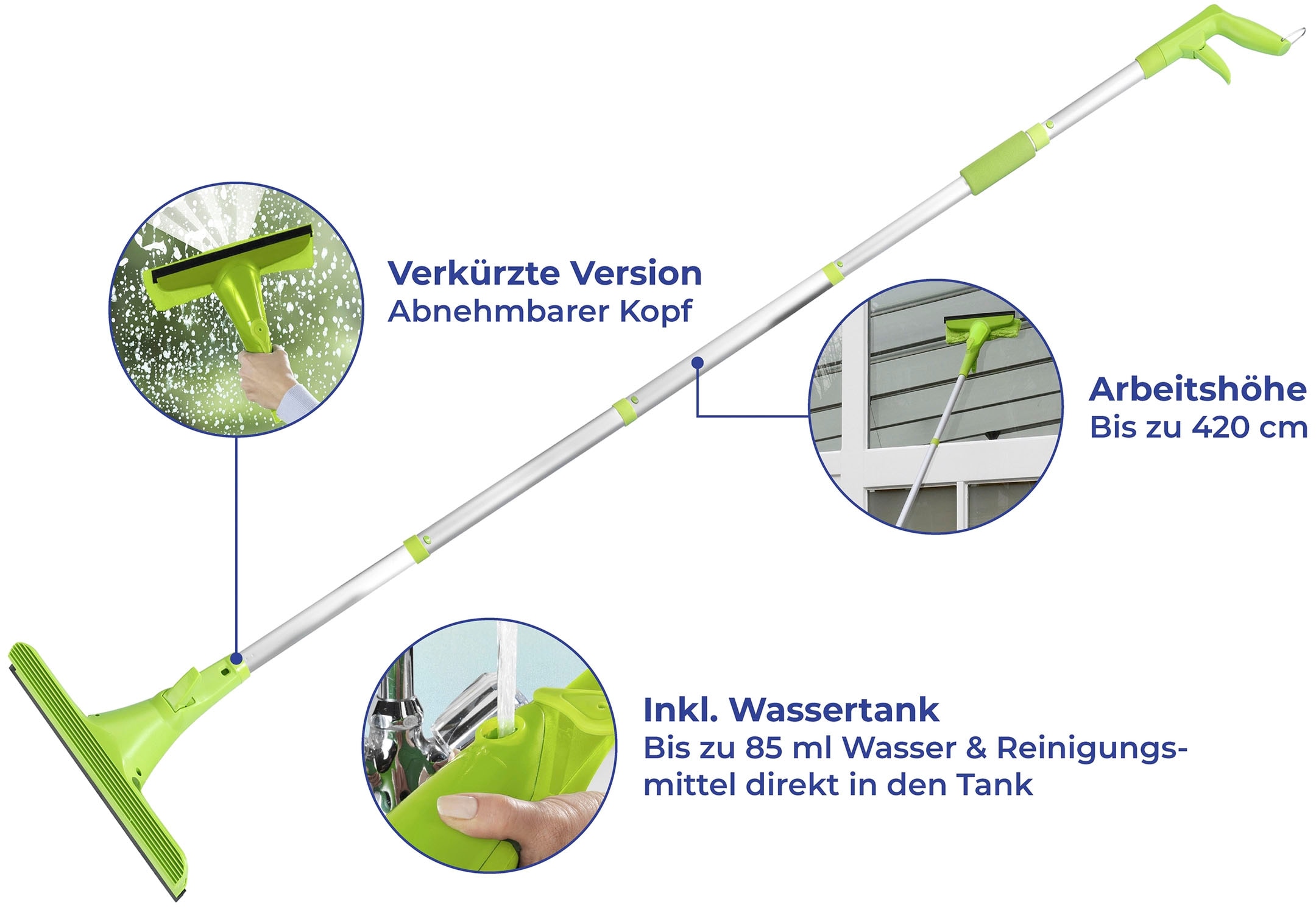 Maximex Fensterreiniger, mit Reinigungsbürste für Tür- und Fensterritzen