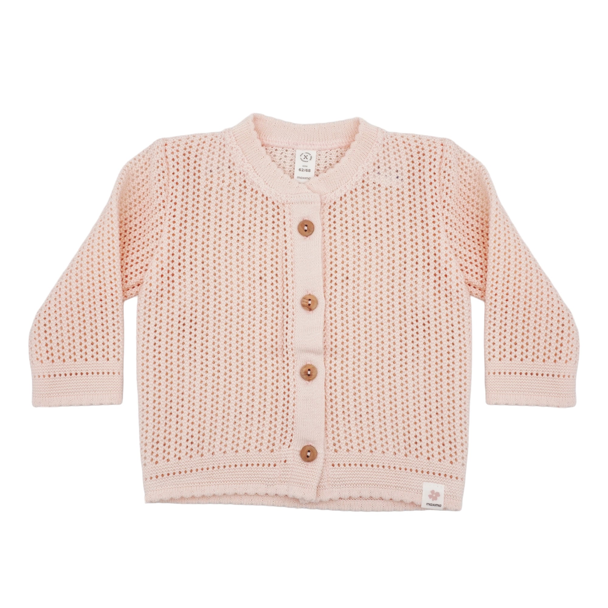Image of MAXIMO Strickjacke 1 Muschelrosa, Ajour-Strick, Holzknöpfe, Baby, Festiv