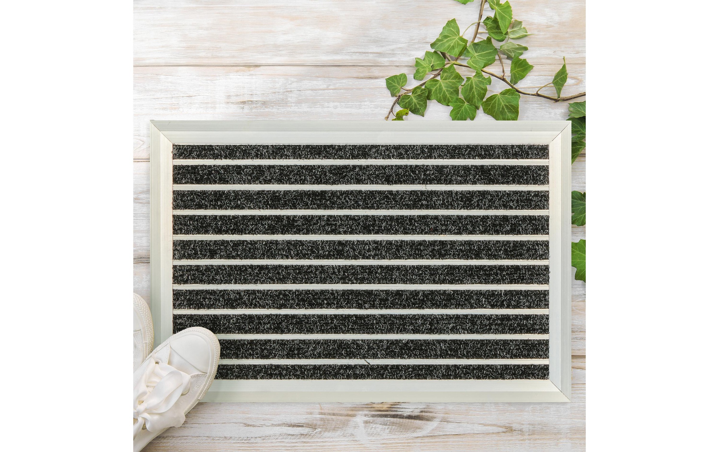 relaxdays Fussmatte »Aluminium 40 cm x 60 cm, Schwarz/Silber«