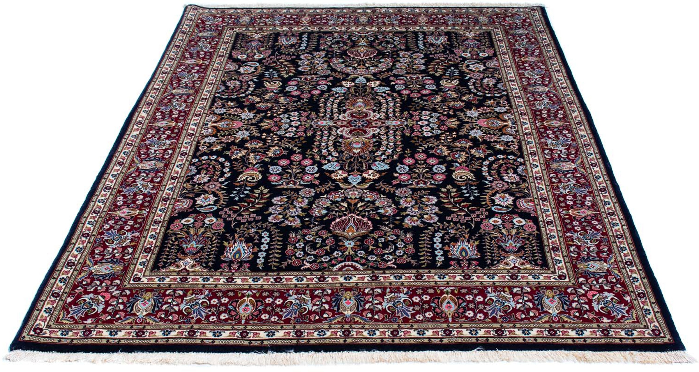Image of morgenland Orientteppich »Perser - Ghom - 193 x 141 cm - dunkelblau«, rechteckig, 10 mm Höhe, Wohnzimmer, Handgeknüpft, Einzelstück mit Zertifikat bei Ackermann Versand Schweiz