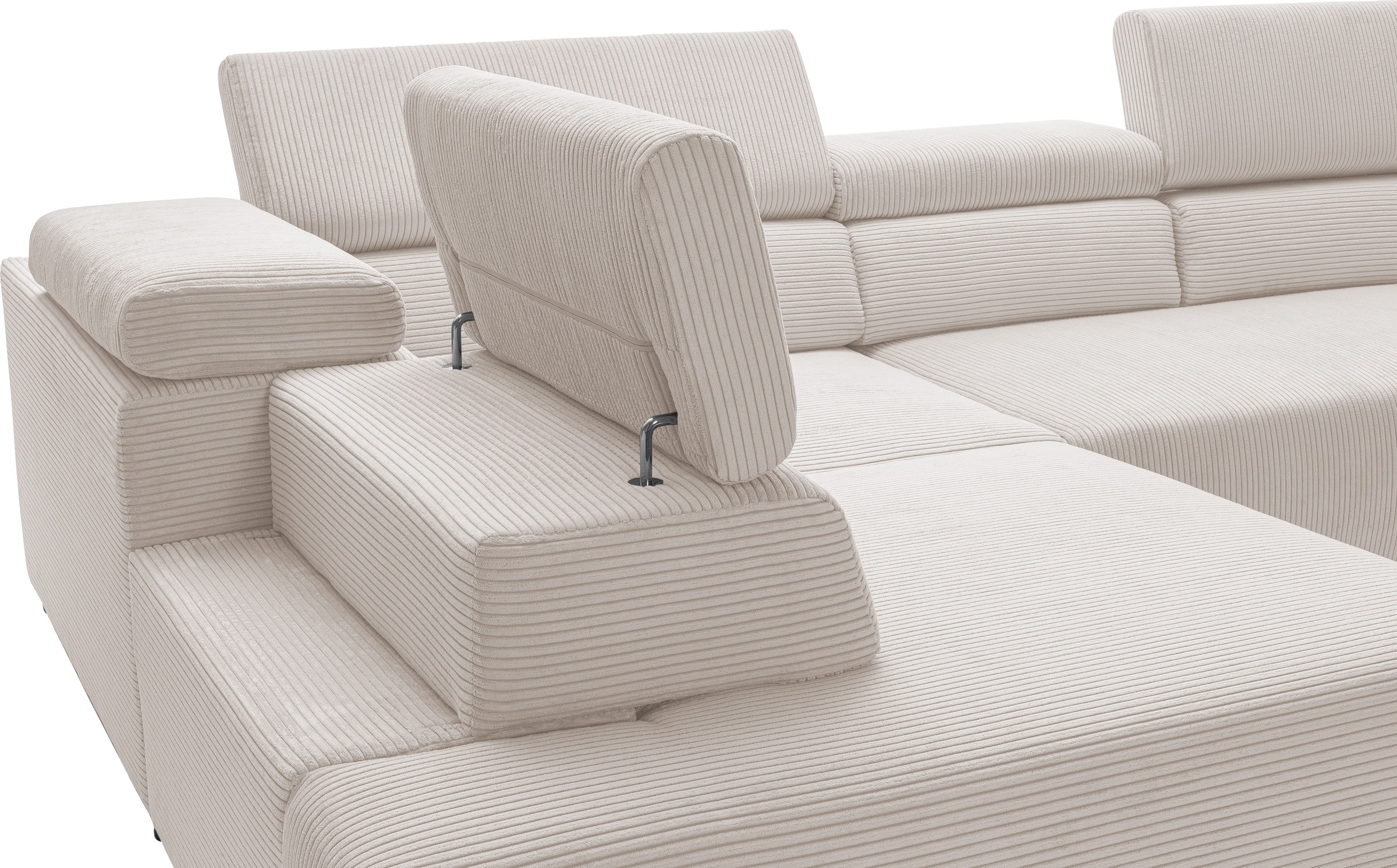 exxpo - sofa fashion Ecksofa »VITTORIO mit Komfortfunktionen, bequem und modern, Cord, L-Form«, inkl. Kopfteil- und Sitztiefenverstellung, wahlweise mit Bettfunktion