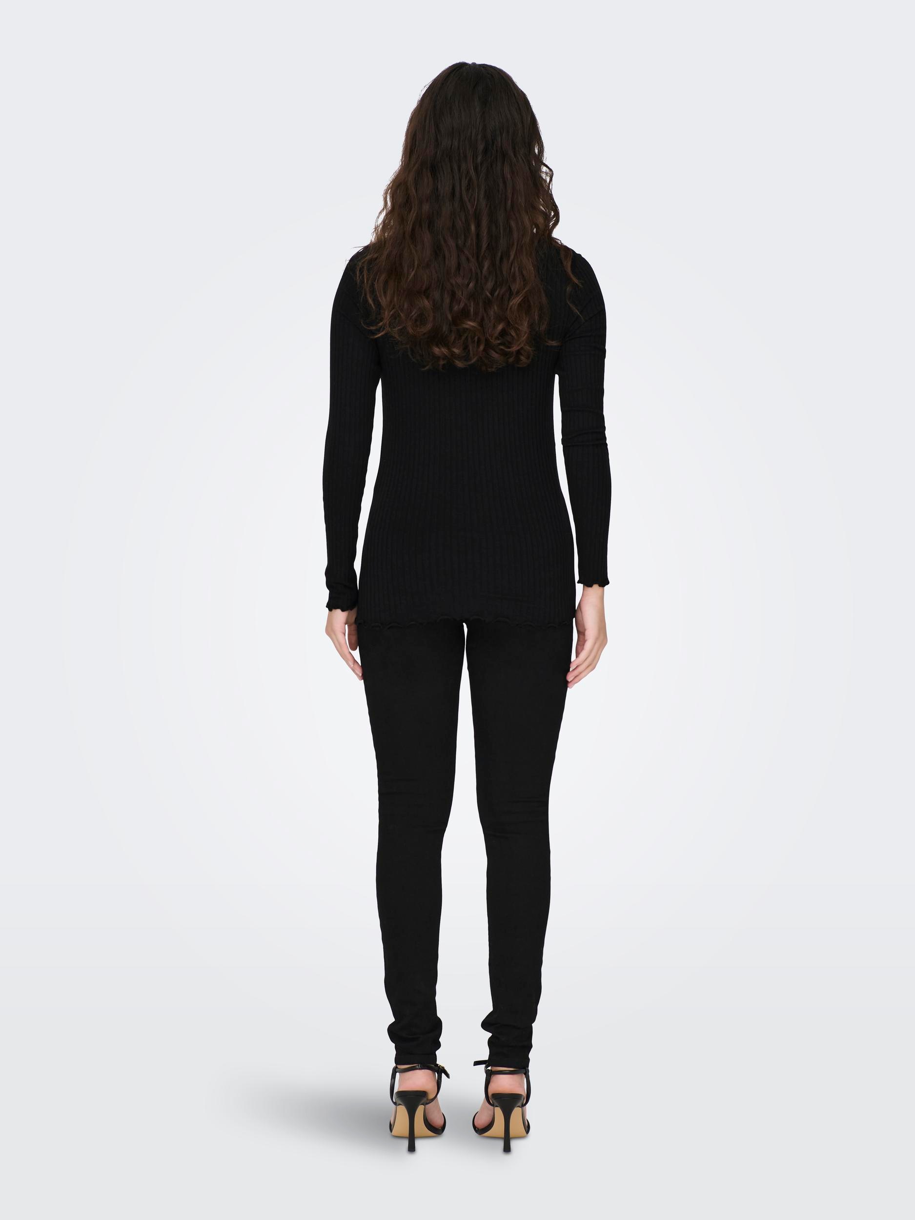 JDY Langarmbluse »JDYFRANSISKA L/S HIGHNECK TOP JRS NOOS«, mit gewellten Säumen