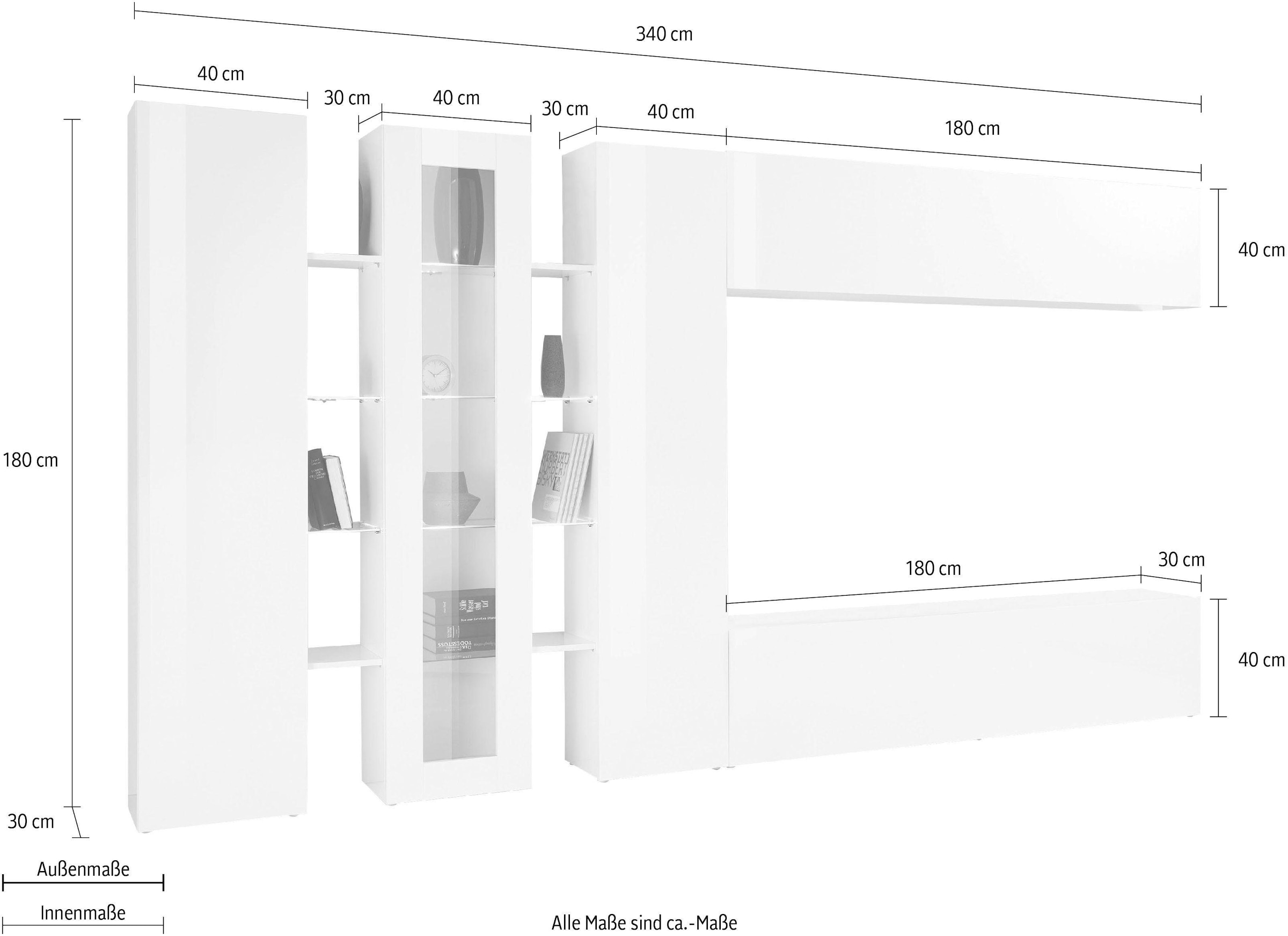 INOSIGN Wohnwand »Maruska«, (Set, 5 St.), Front/ Korpus weiss Hochglanz