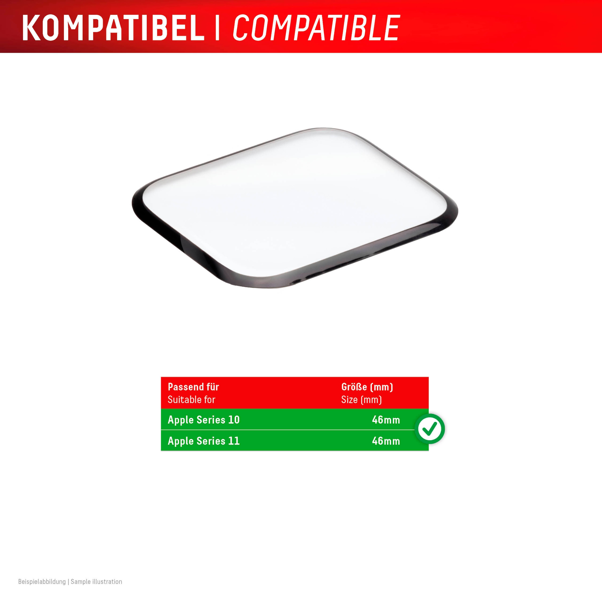 Displex Displayschutzglas »Smartwatch Glass Unbreakable Protector Full Cover« für Apple Watch Series 10 46 mm;Apple Watch Series 11 46 mm Packung, 2x Acrylglas Protector,  Displayschutzfolie, Schutzfolie, Bildschirmschutz, kratz- & stossfest