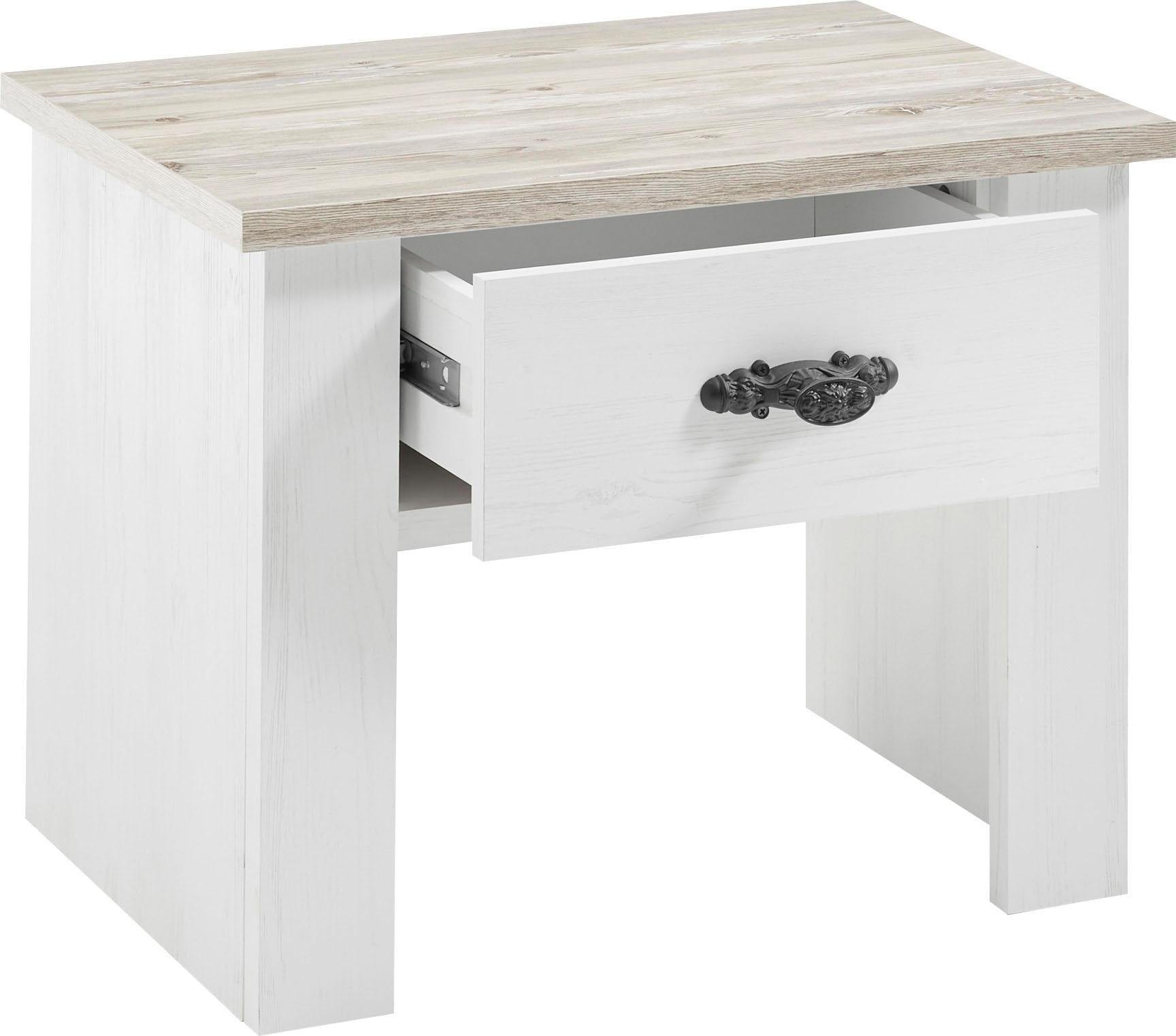 Home affaire Nachtkommode »Florenz Nachtschrank Seitenschrank Kommode BESTSELLER«, mit schön verzierten, aussergewöhnlichen Metallgriffen Nachttisch