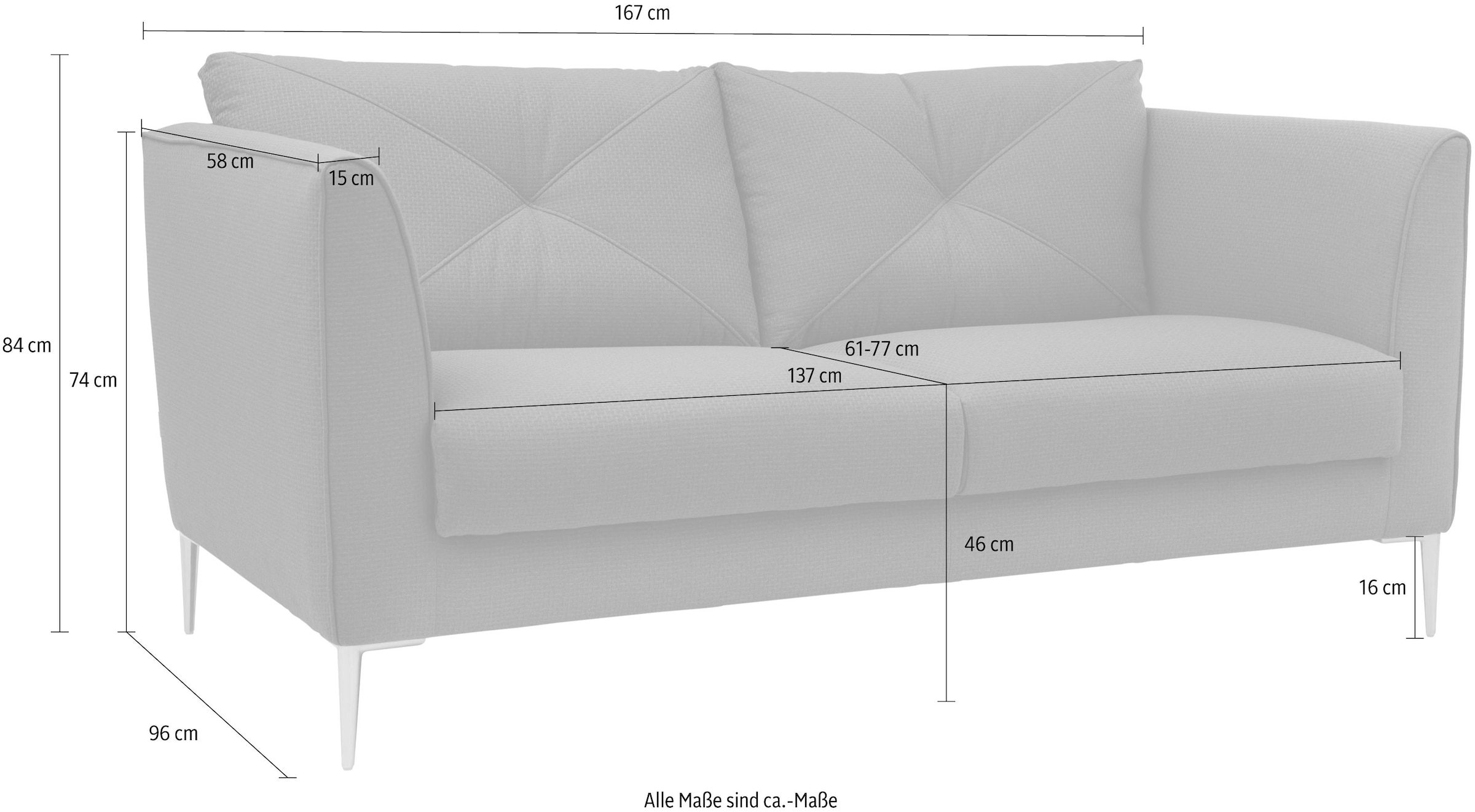 Guido Maria Kretschmer Home&Living 2-Sitzer »Lille«, Breite 167 cm  versandkostenfrei auf