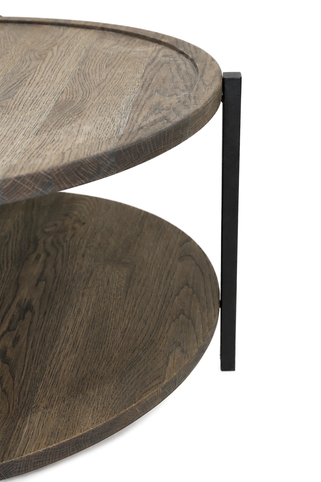 GOODproduct Couchtisch »Odense, Wohnzimmertisch, Sofatisch, Beistelltisch, Kaffeetisch« Wildeiche geölt Natur/Smoke, rund (Ø 70 cm), Metallgestell