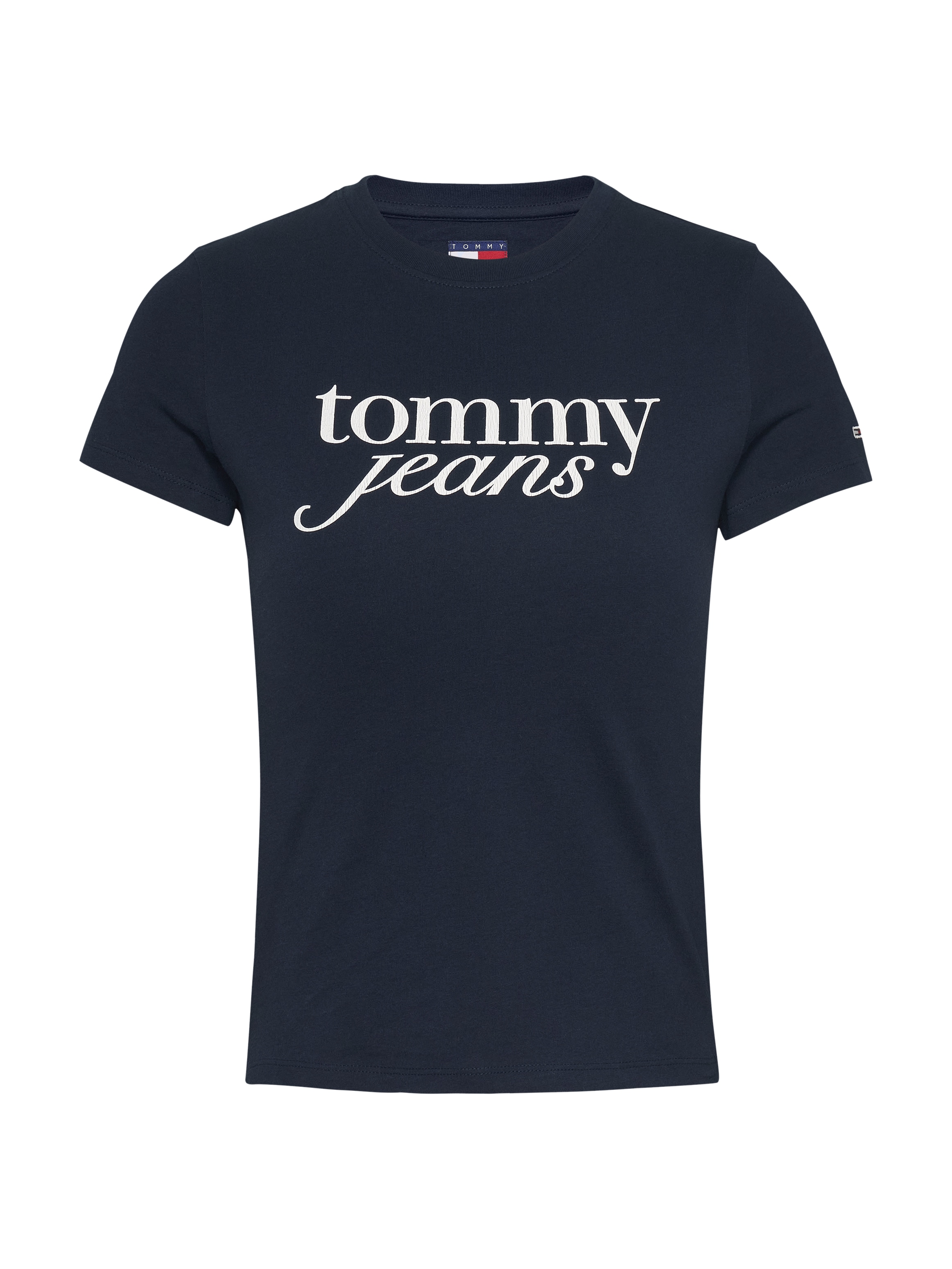 Tommy Jeans Curve Rundhalsshirt »Shirt TJW SLIM ESSENTIAL«, in Grossen Grössen, Logo-Print auf Brusthöhe, mit Logostickerei