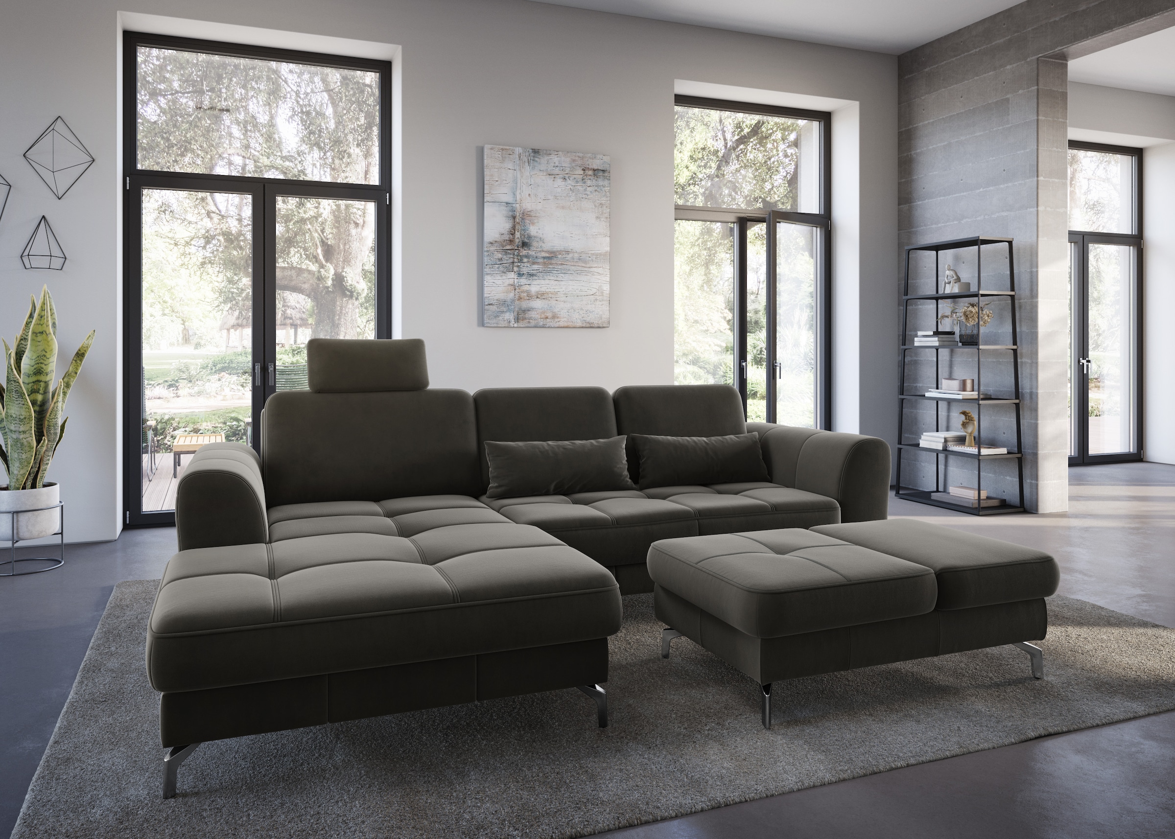 Image of sit&more Ecksofa "Bendigo L-Form" inklusive Sitztiefenverstellung, Bodenfreiheit 12 cm, in 2 Fussfarben