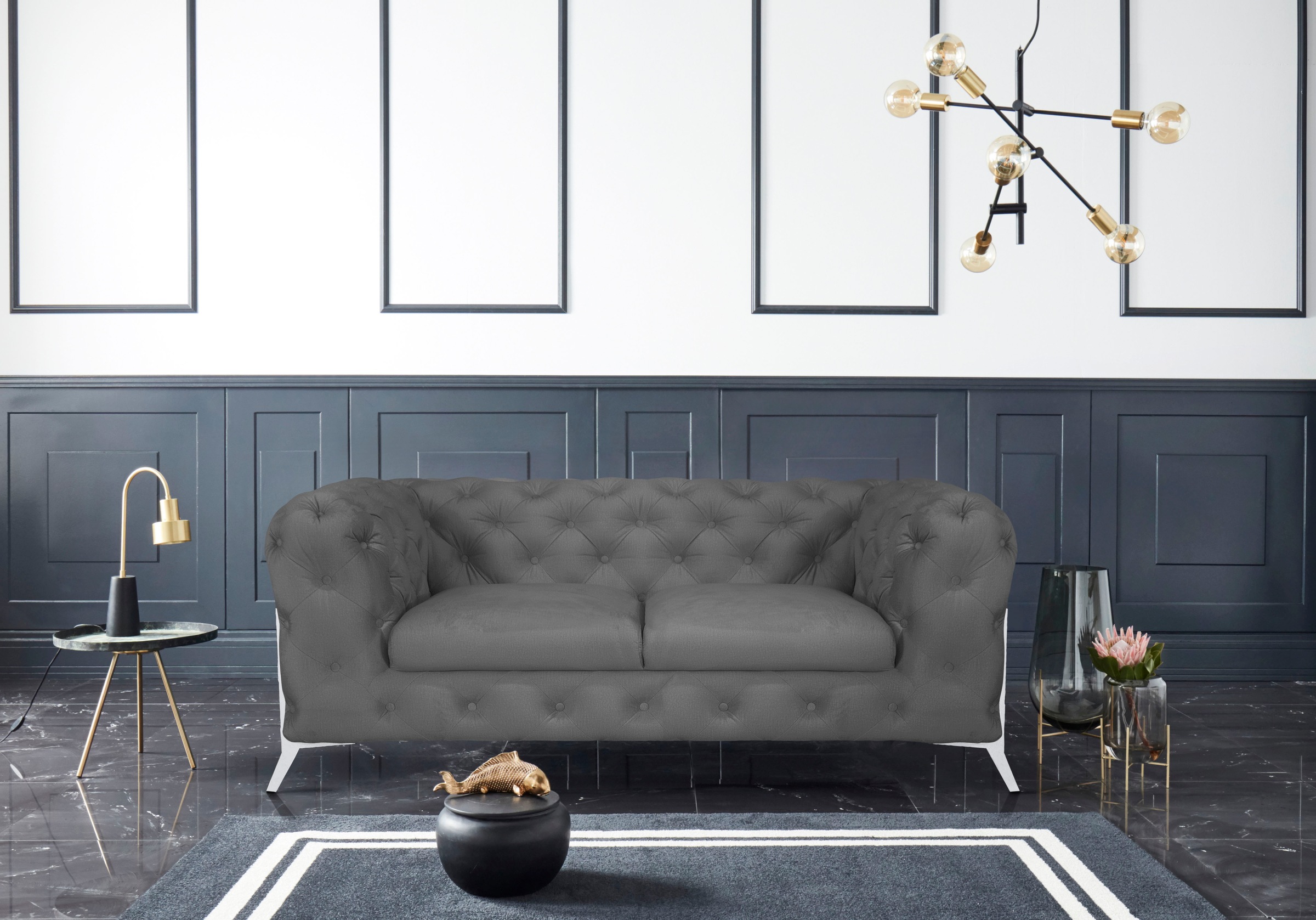 Leonique Chesterfield-Sofa »Amaury«, aufwändige Knopfheftung, moderne Chesterfield Optik, Fussfarbe wählbar