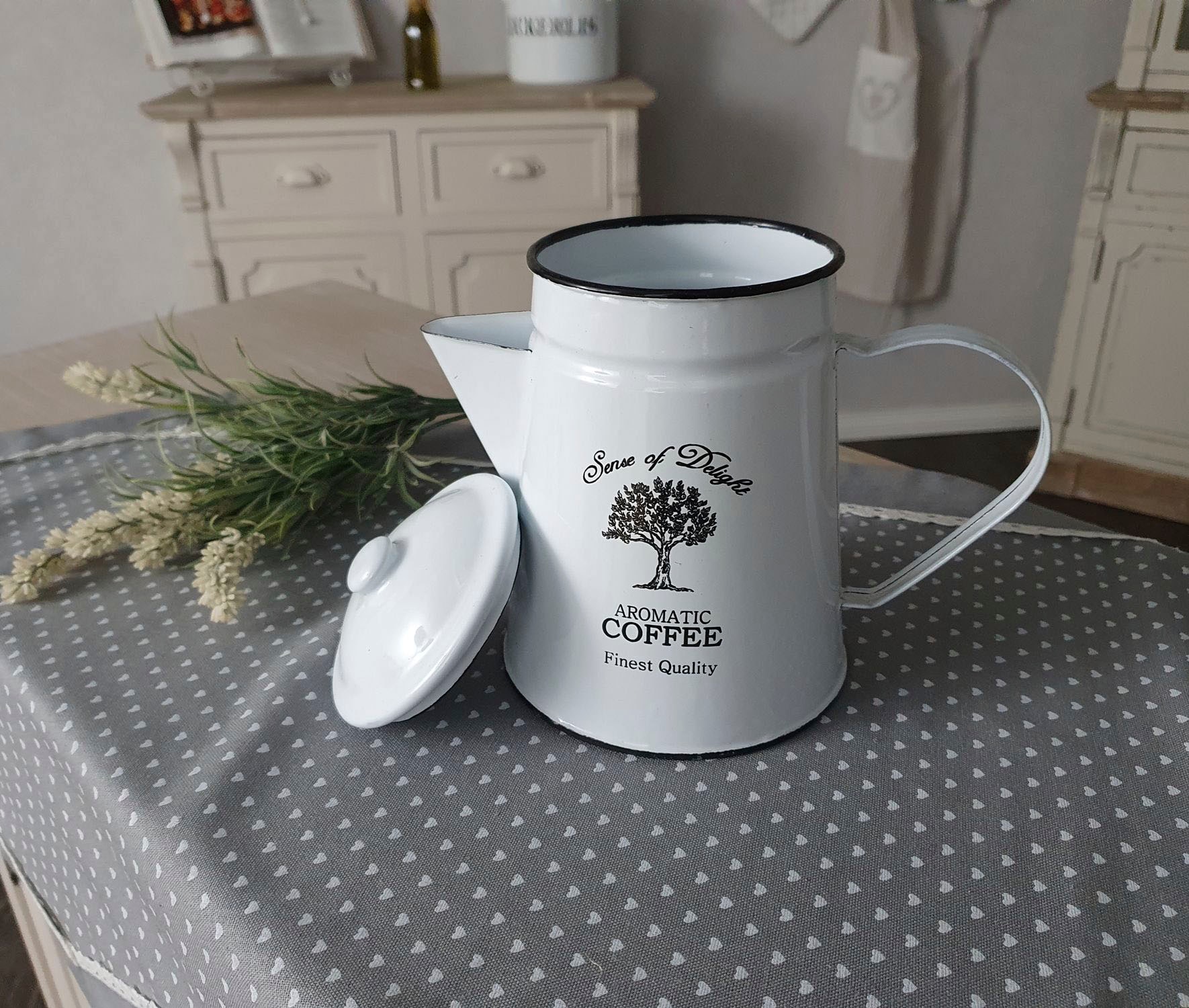 Ambiente Haus Kanne »Kaffeekanne aus Emaille in Antikweiss«, (1)