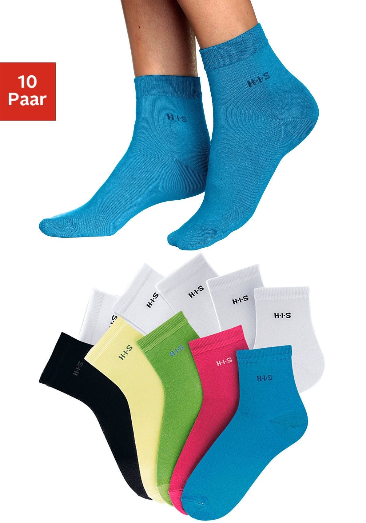 H.I.S Kurzsocken, (Set, 10 Paar), aus leichter atmungsaktiver Qualität