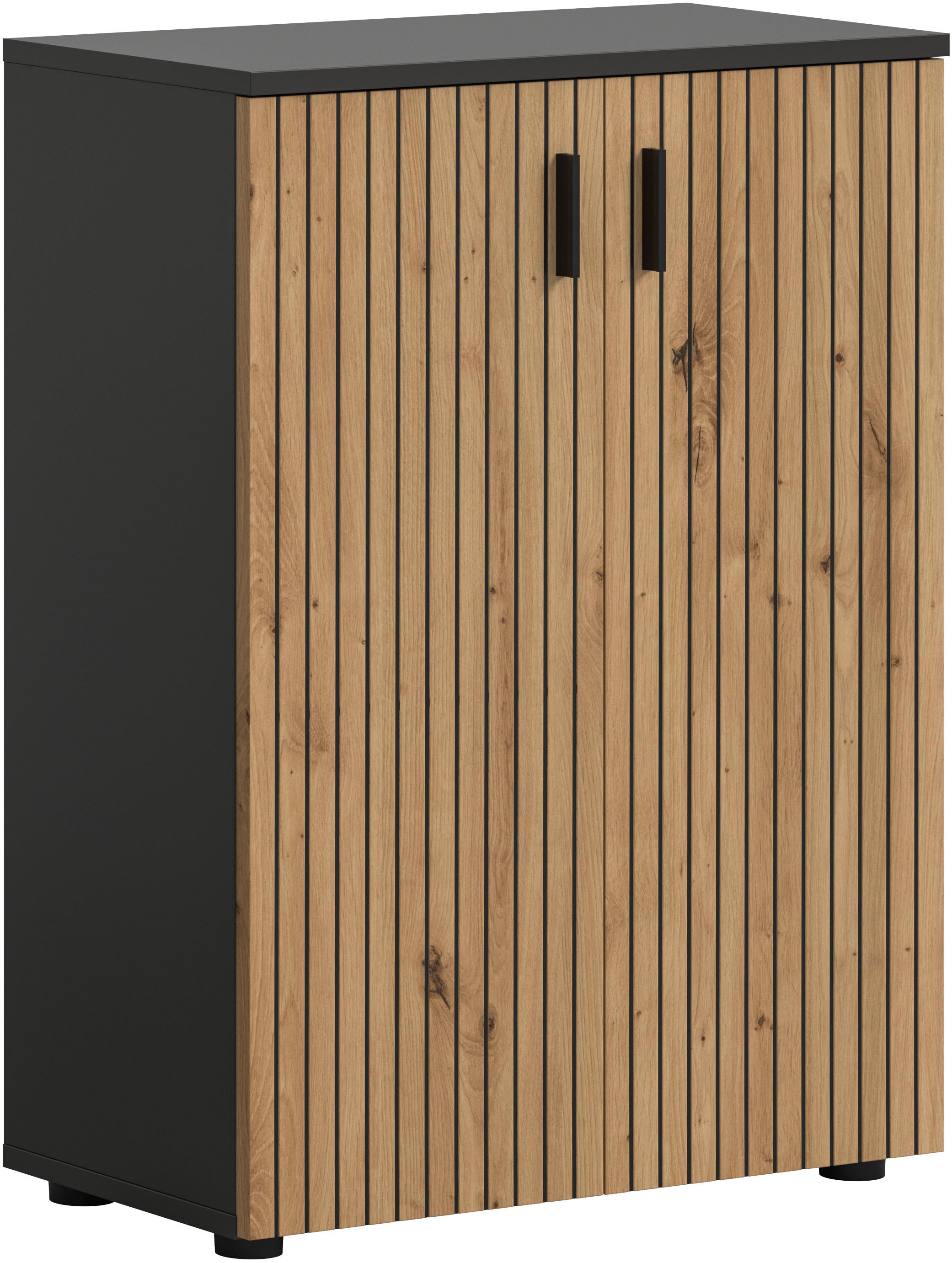 Image of welltime Stauraumschrank "MANI, Höhe: 81 cm, Paneeloptik, 2 Türen, 3 Fächer" 1 Stk. tlg. Badezimmerschrank, Badschrank, Bad, Badezimmer