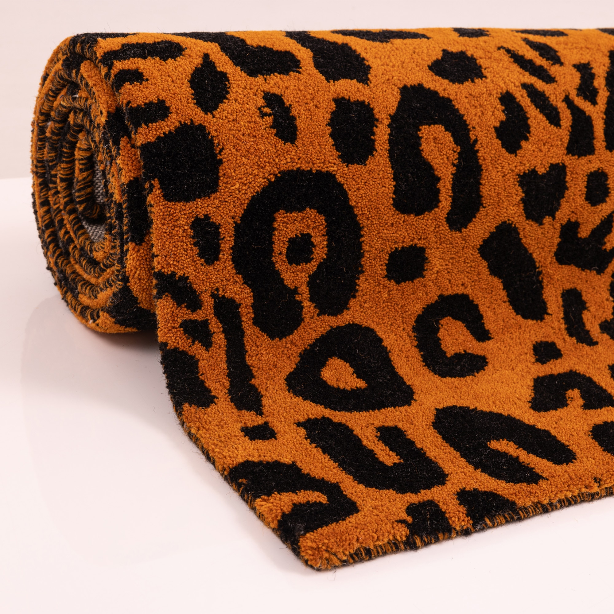 GOODproduct Wollteppich »Gabbo Leo, Leopardenmuster, handgearbeitet« rechteckig 14 mm Höhe reine Wolle, Uni, Wohnzimmer, Schlafzimmer, Esszimmer