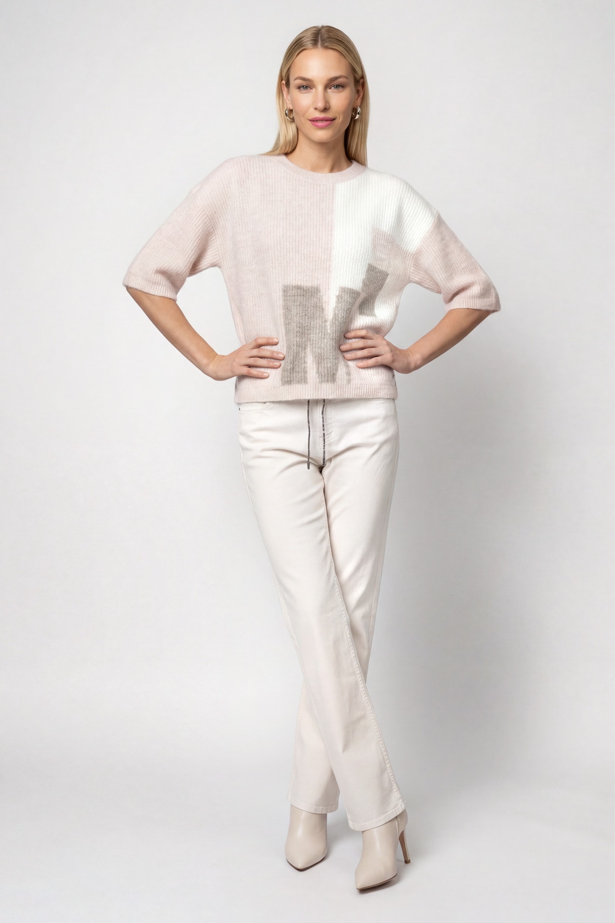 Monari Pull en tricot »Pullover Intarsie« Coupe régulière avec col rond