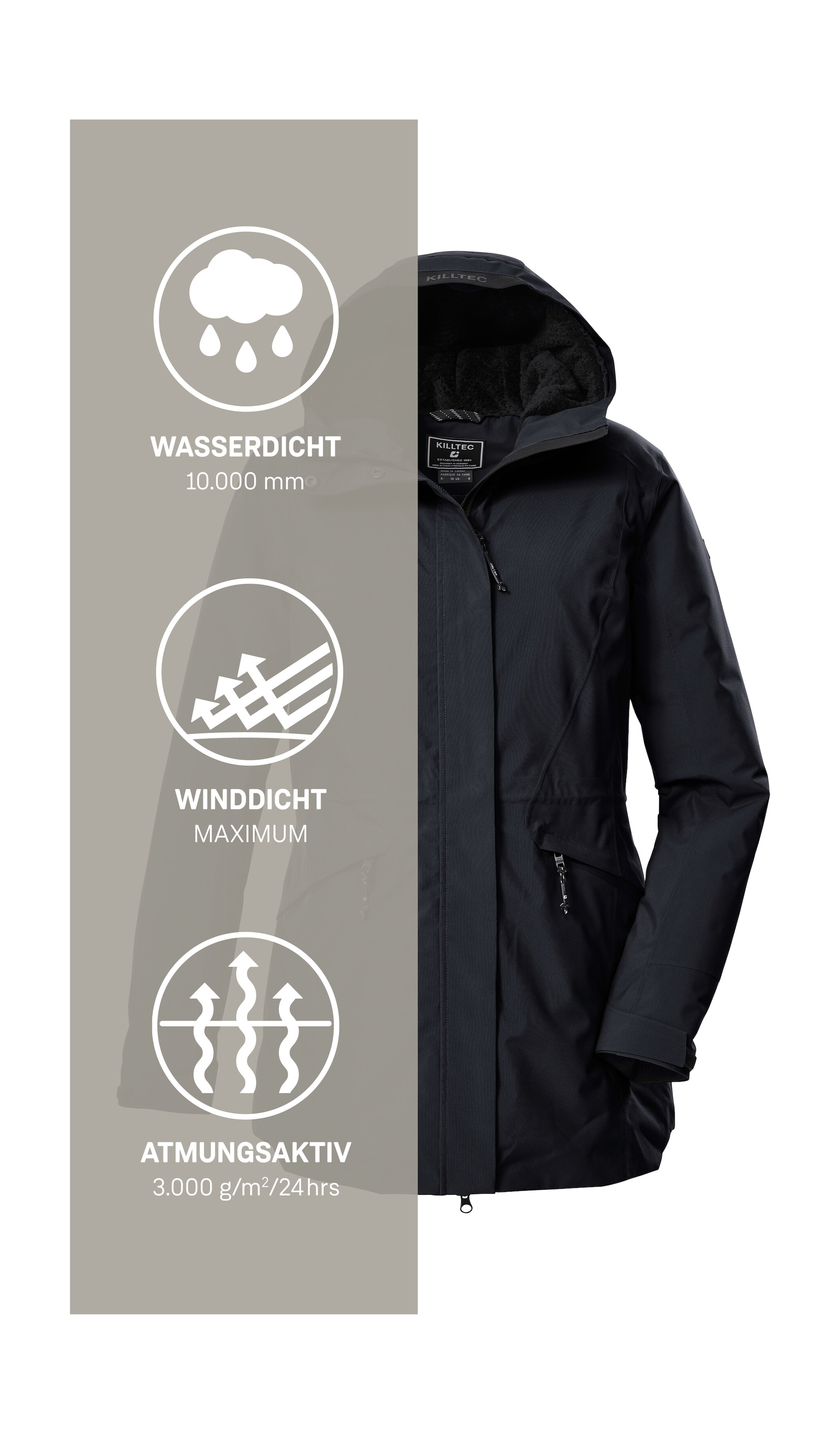 Killtec Parka »KOW 19 WMN PRK« Parka femme imperméable et respirante avec capuche réglable